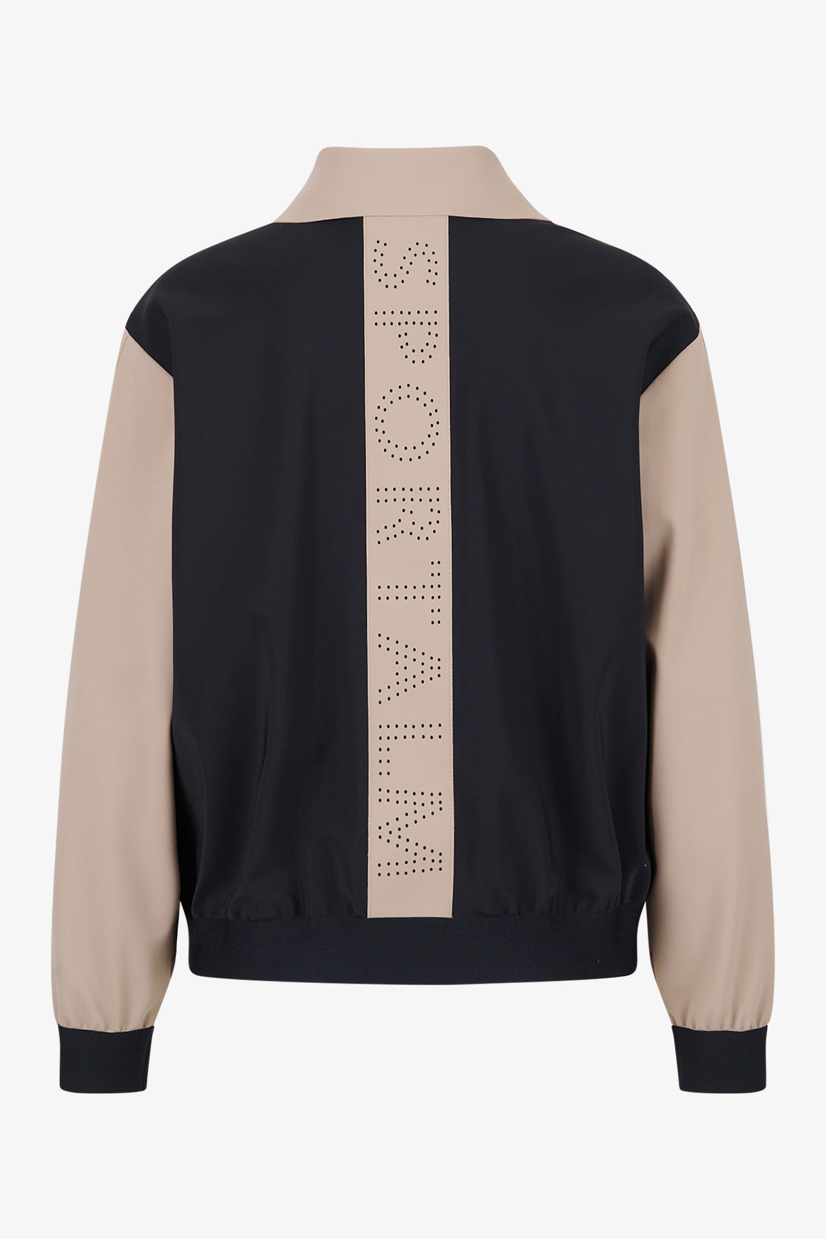 Logo鬆緊邊翻領拉鏈夾克