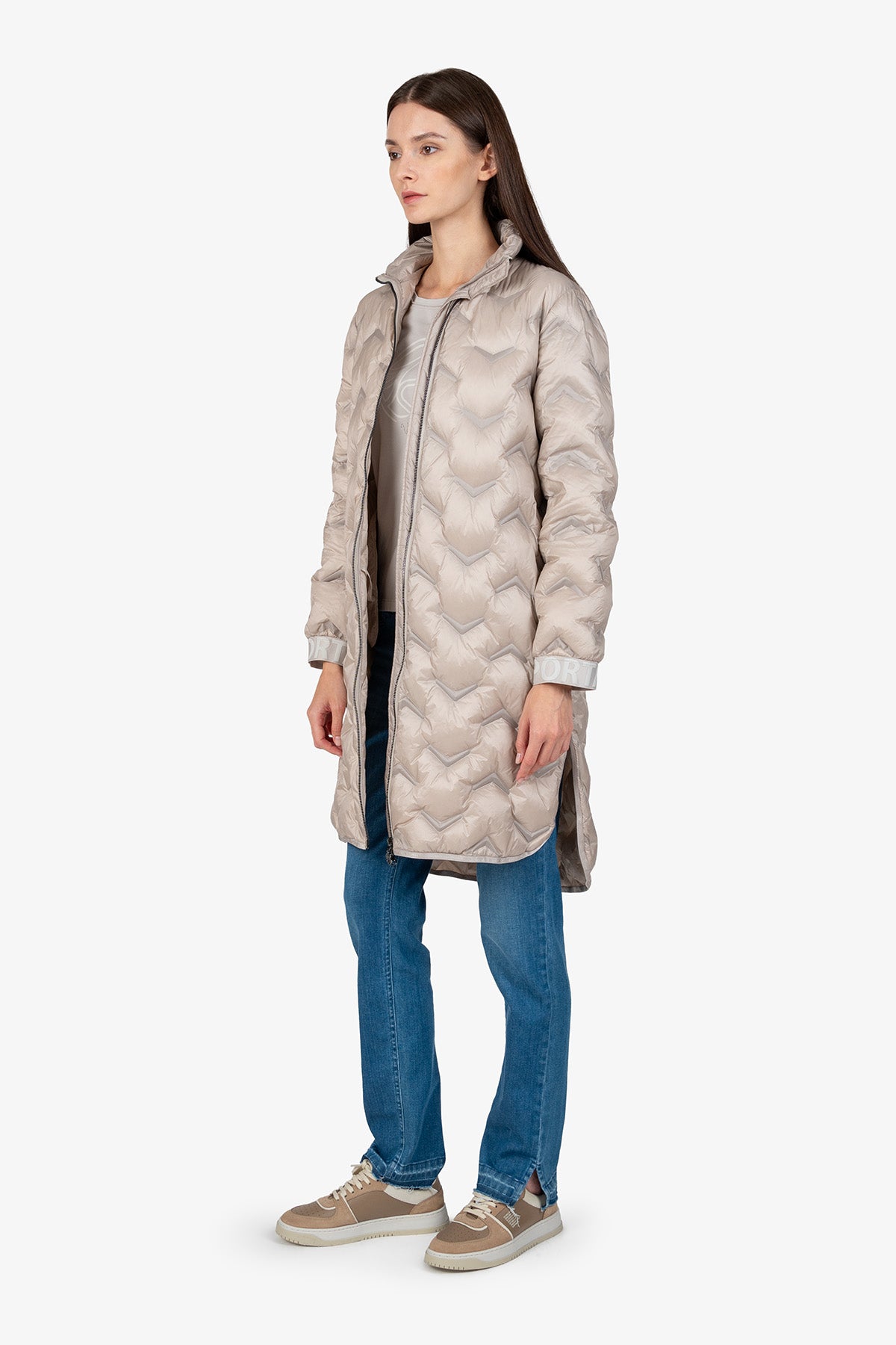 Lightweight Down Coat with Stand-up Collar