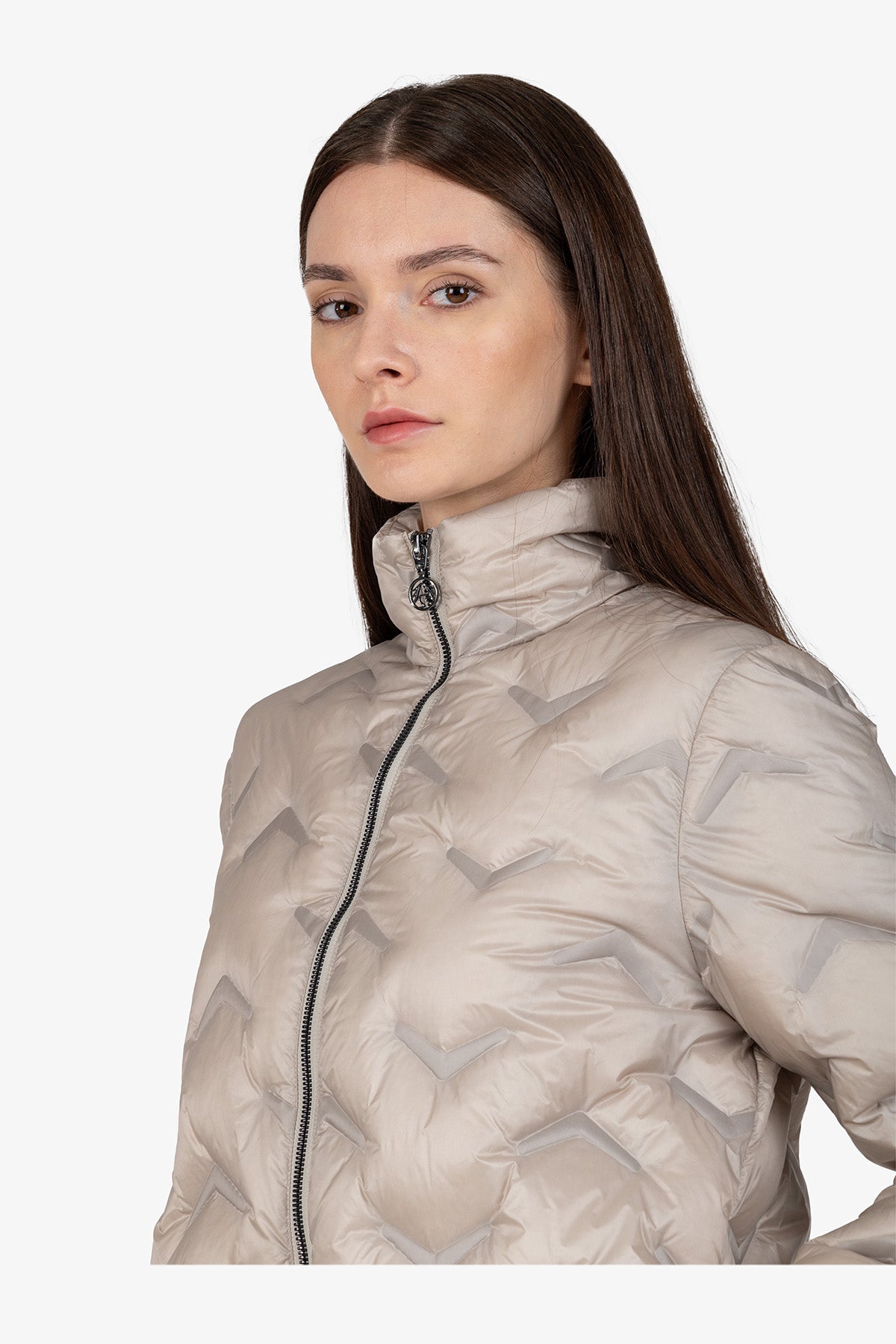 Lightweight Down Coat with Stand-up Collar