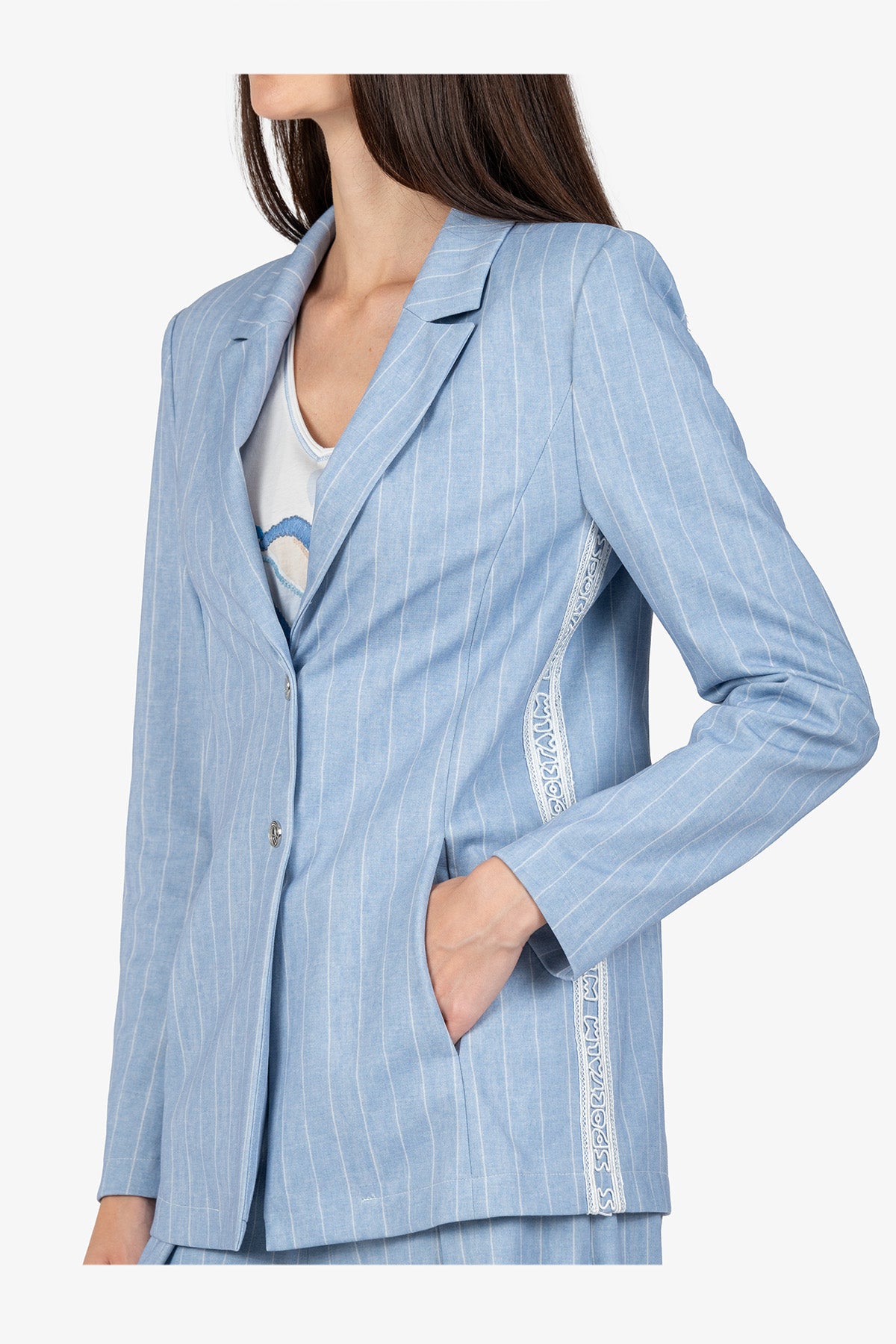 Blazer with Lapel Collar