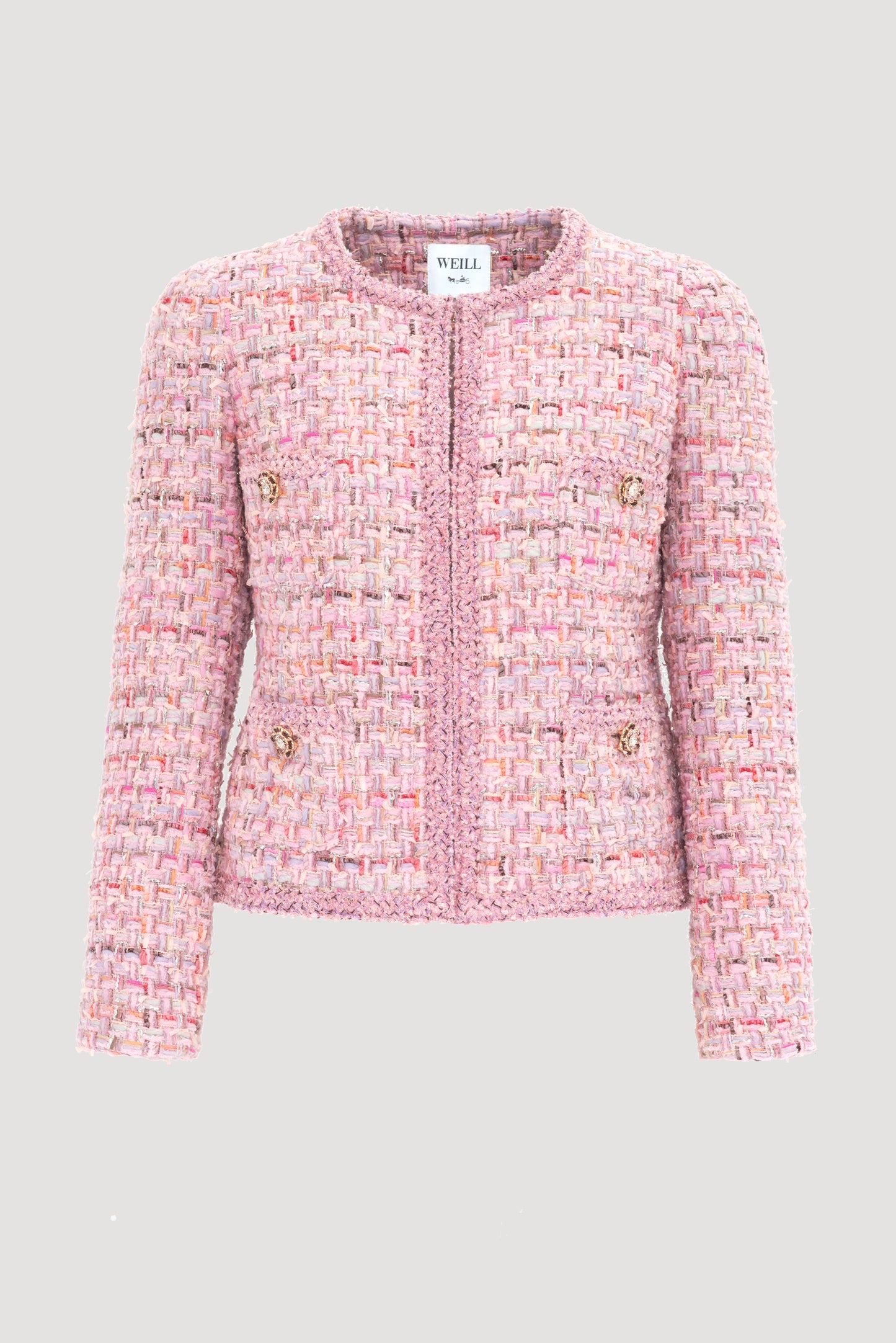Pastel Tweed Jacket with Braiding
