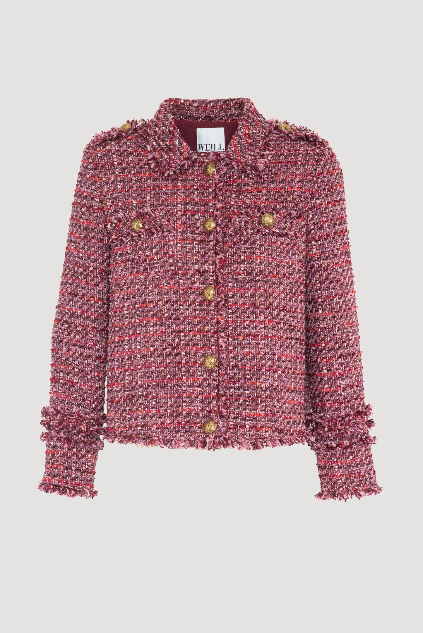 Fringed Tweed Shirt Jacket