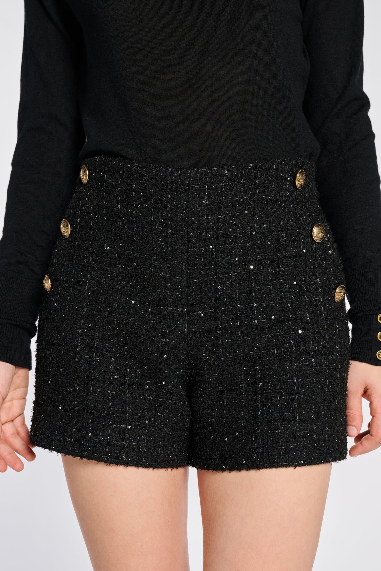 Sequin Tweed Shorts
