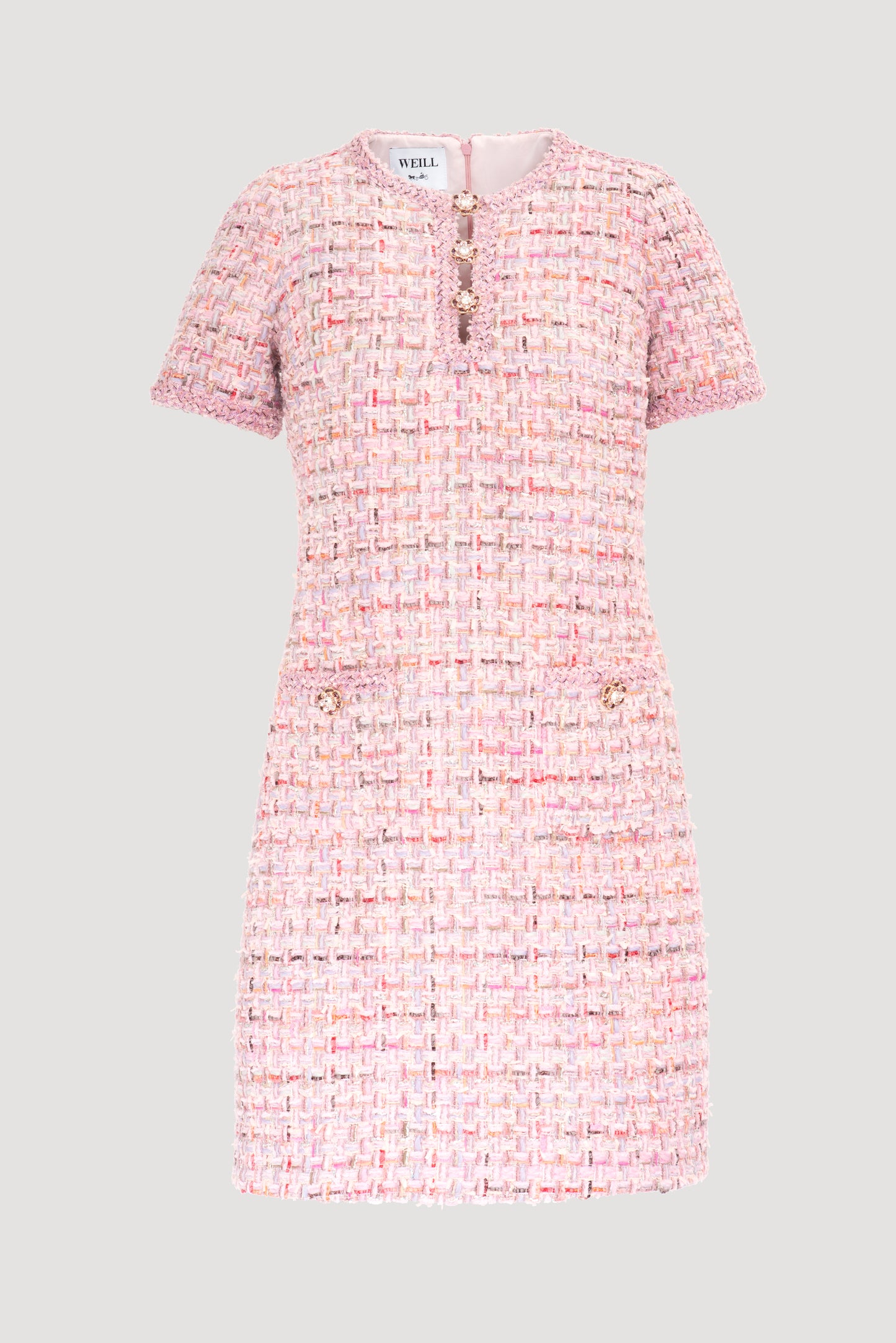 Tweed Dress with Jewellery Buttons