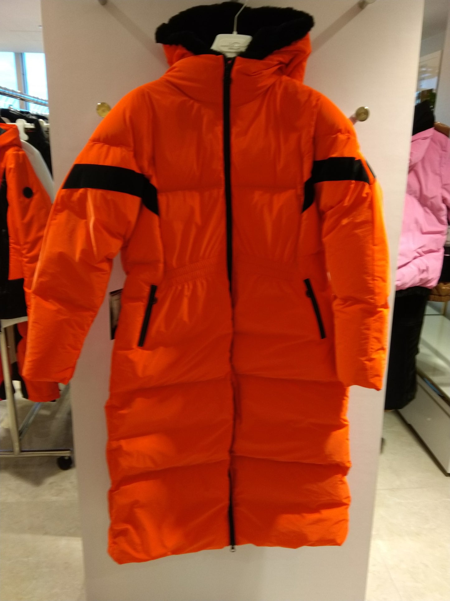 Down Coat with Color Contrasts