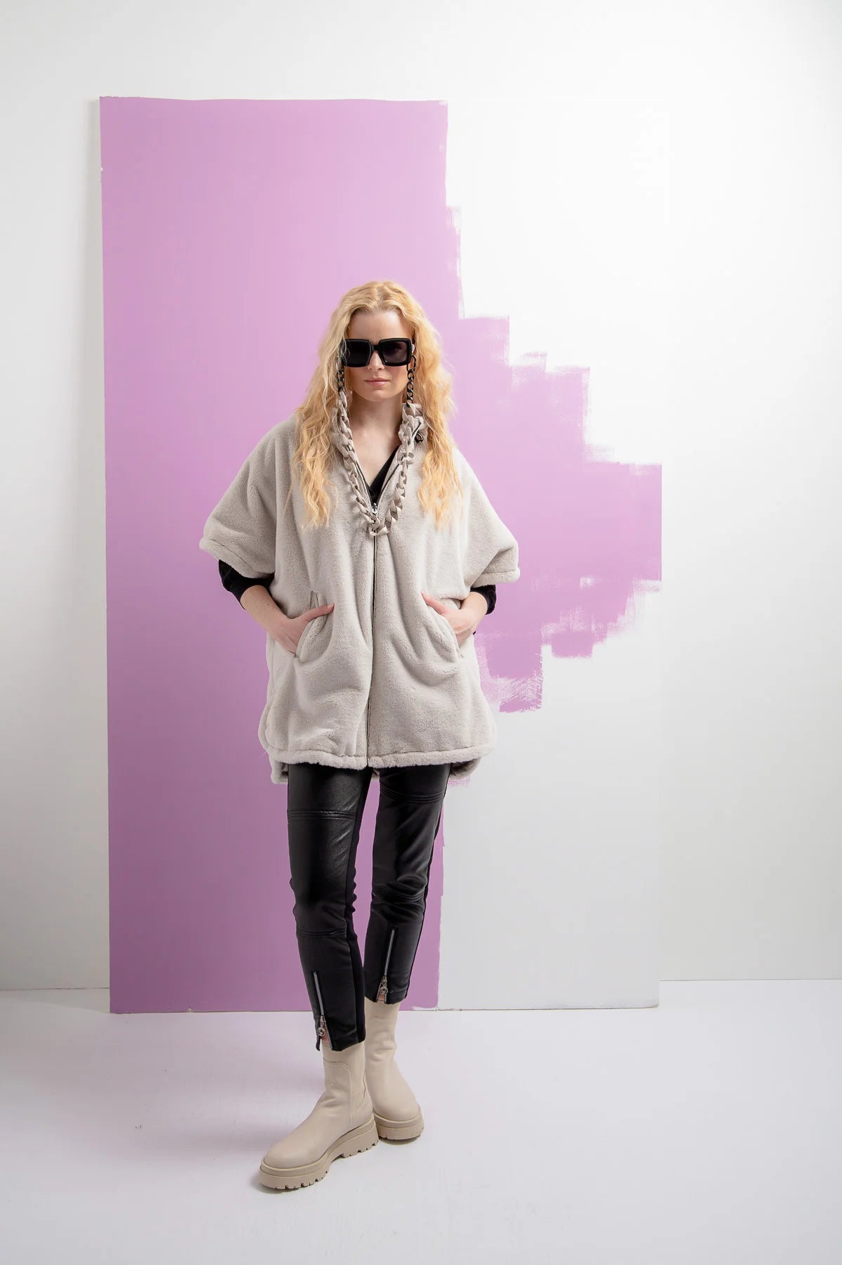 Reversible Cape with Faux Fur