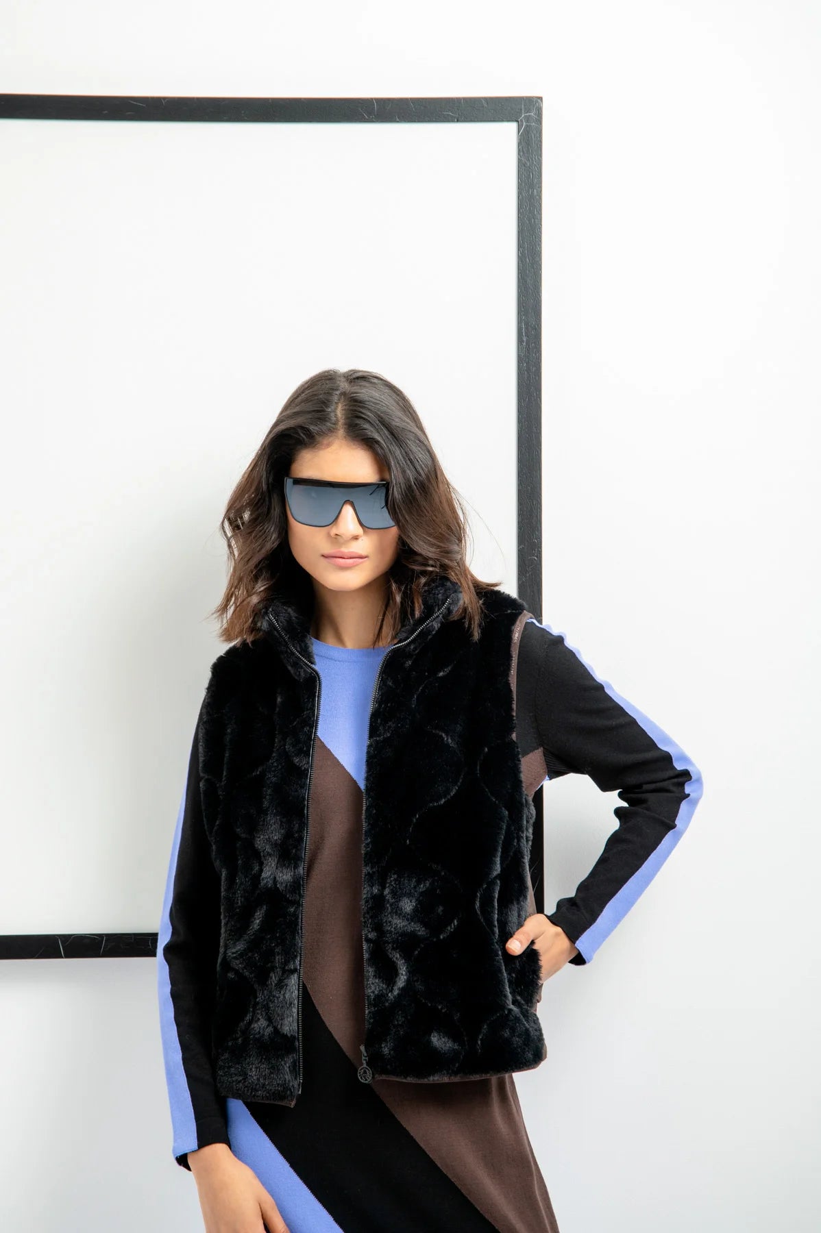 Plush Vest with Stand-Up Collar