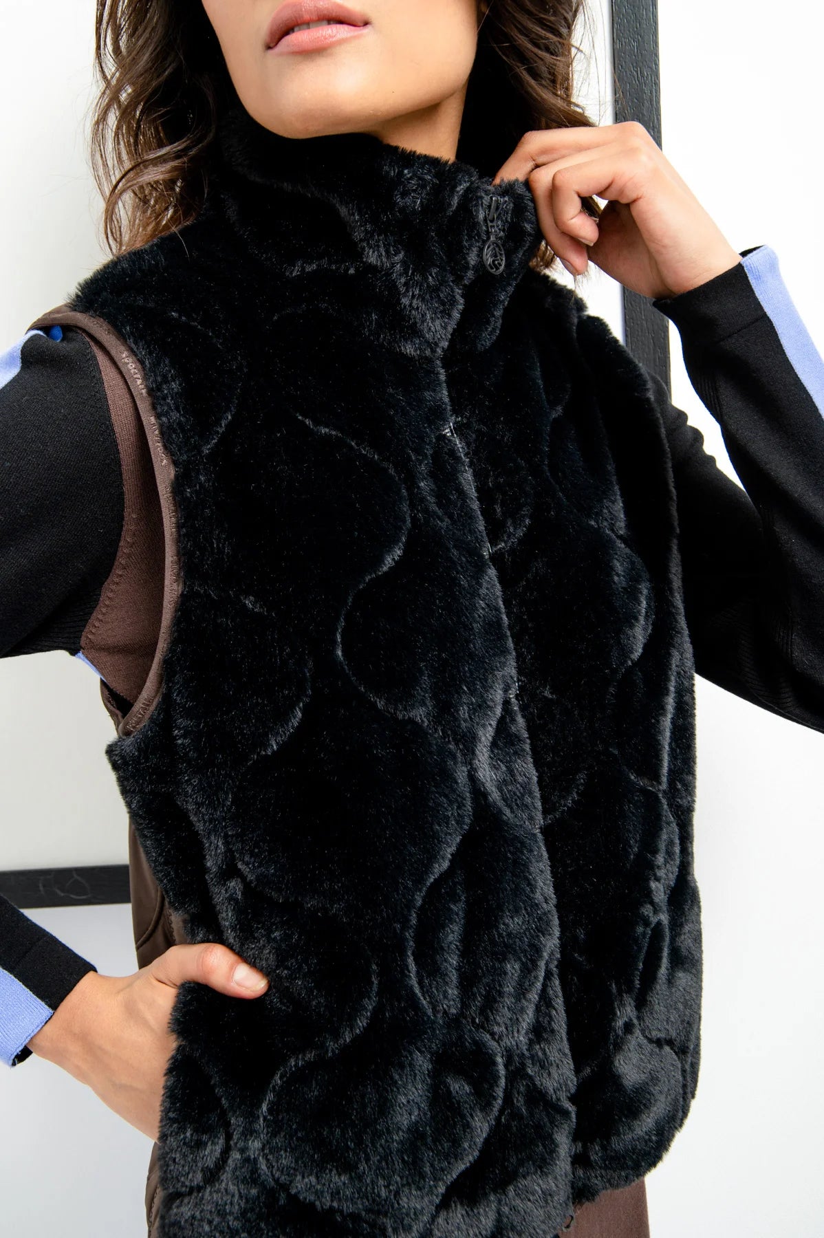 Plush Vest with Stand-Up Collar