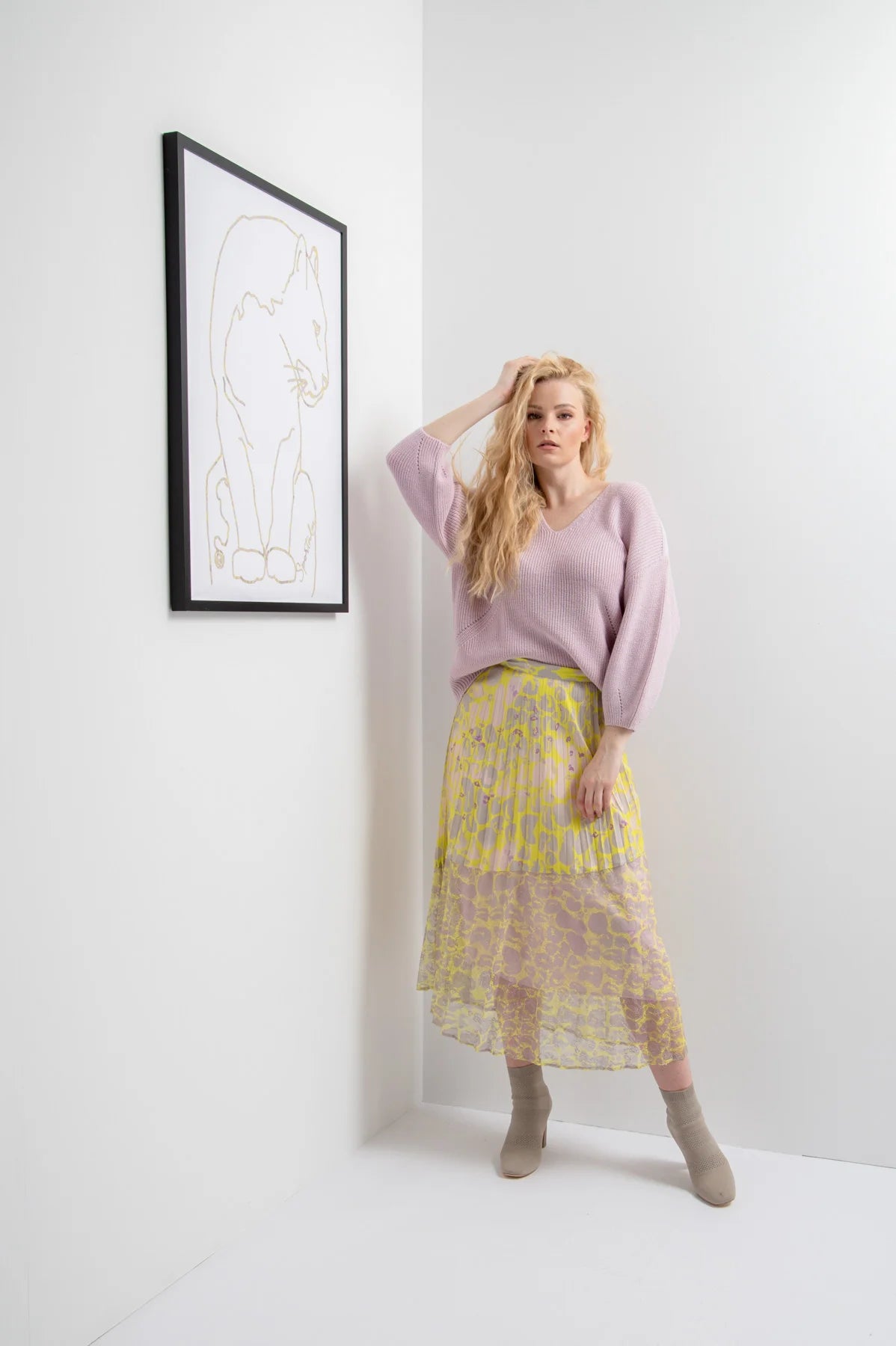 Knit Sweater with V-Neckline