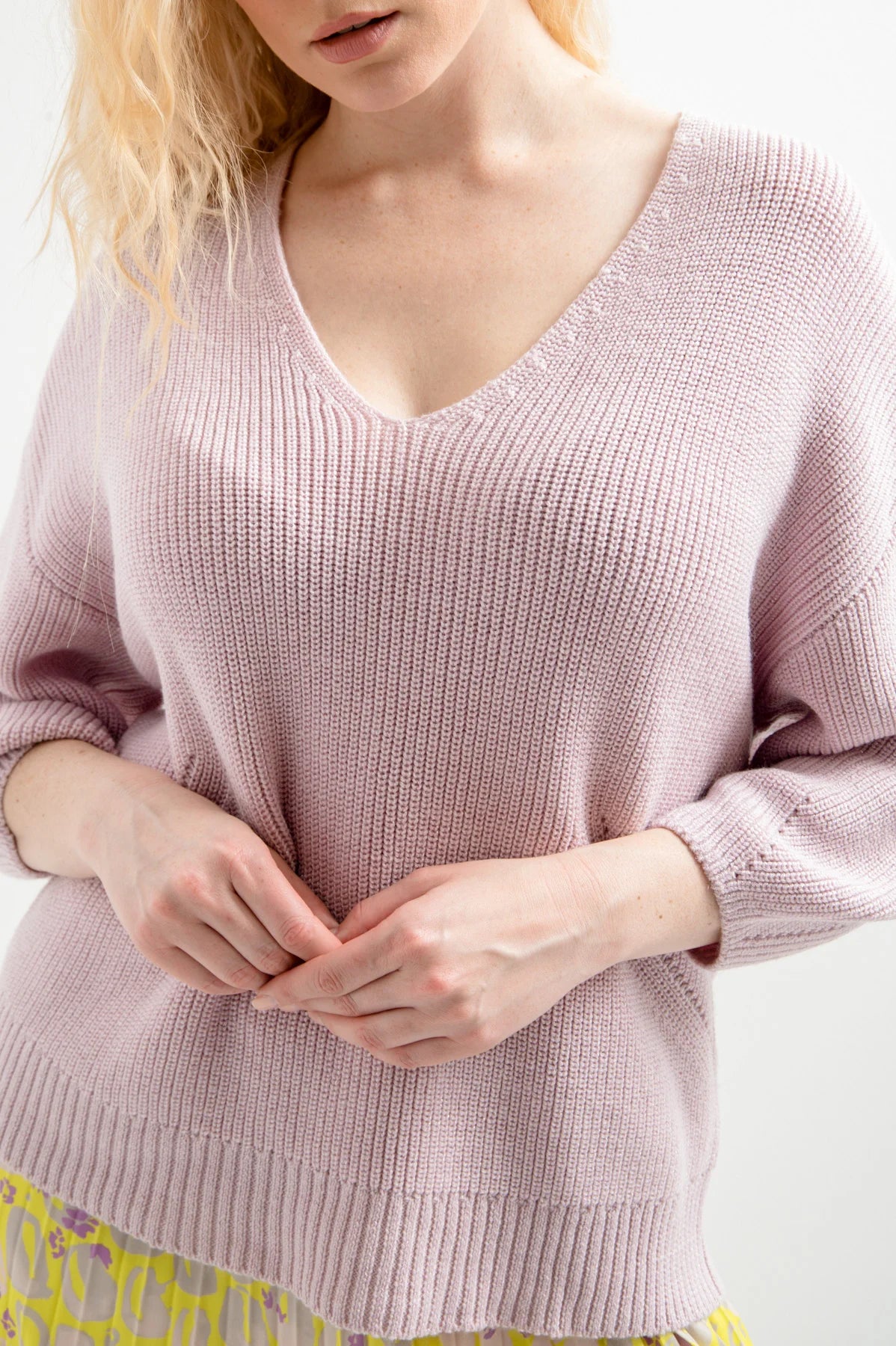 Knit Sweater with V-Neckline