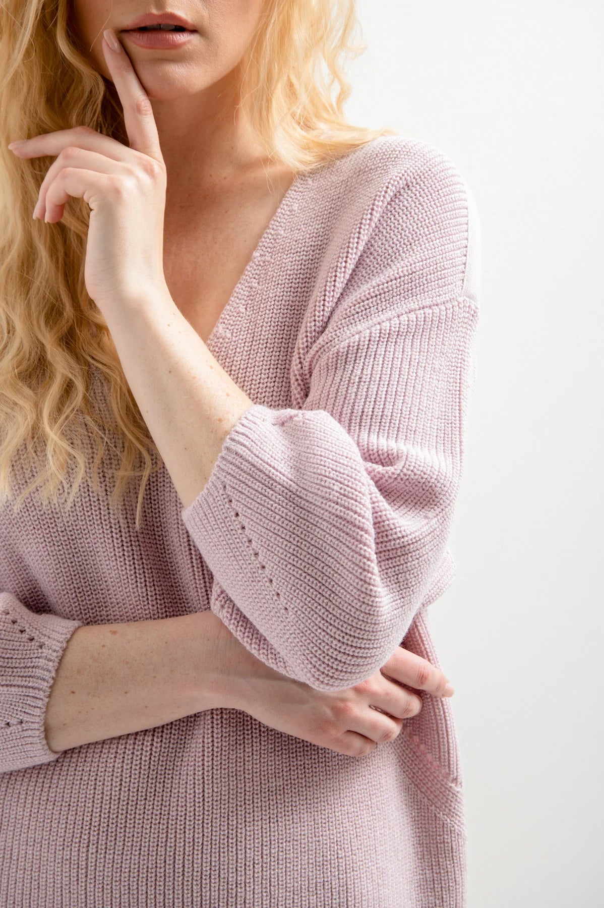 Knit Sweater with V-Neckline