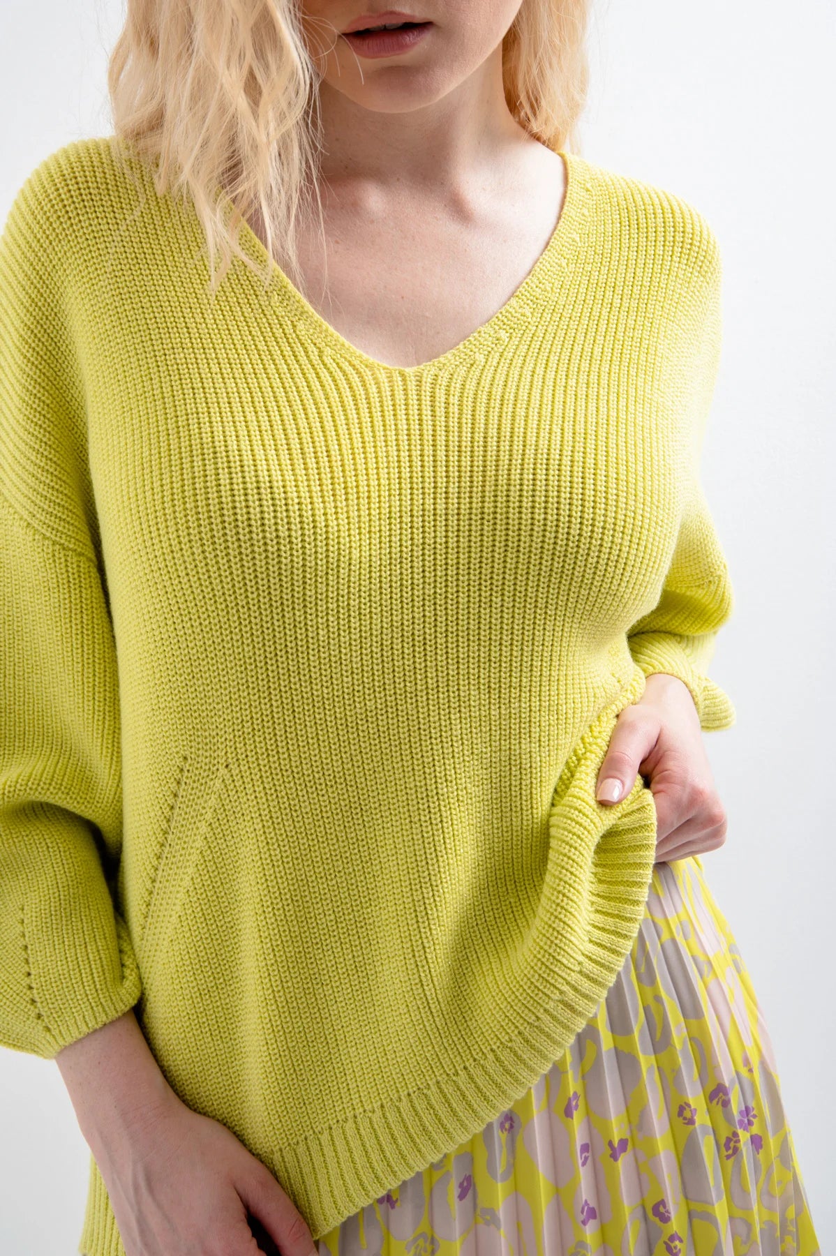 Knit Sweater with V-Neckline