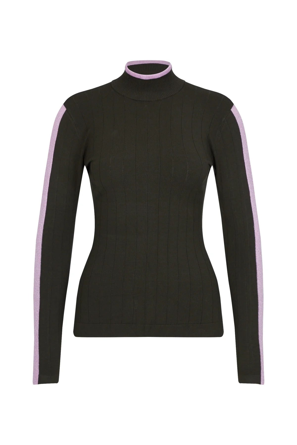 Fine-Knit Turtleneck Sweater with a Rib Structure