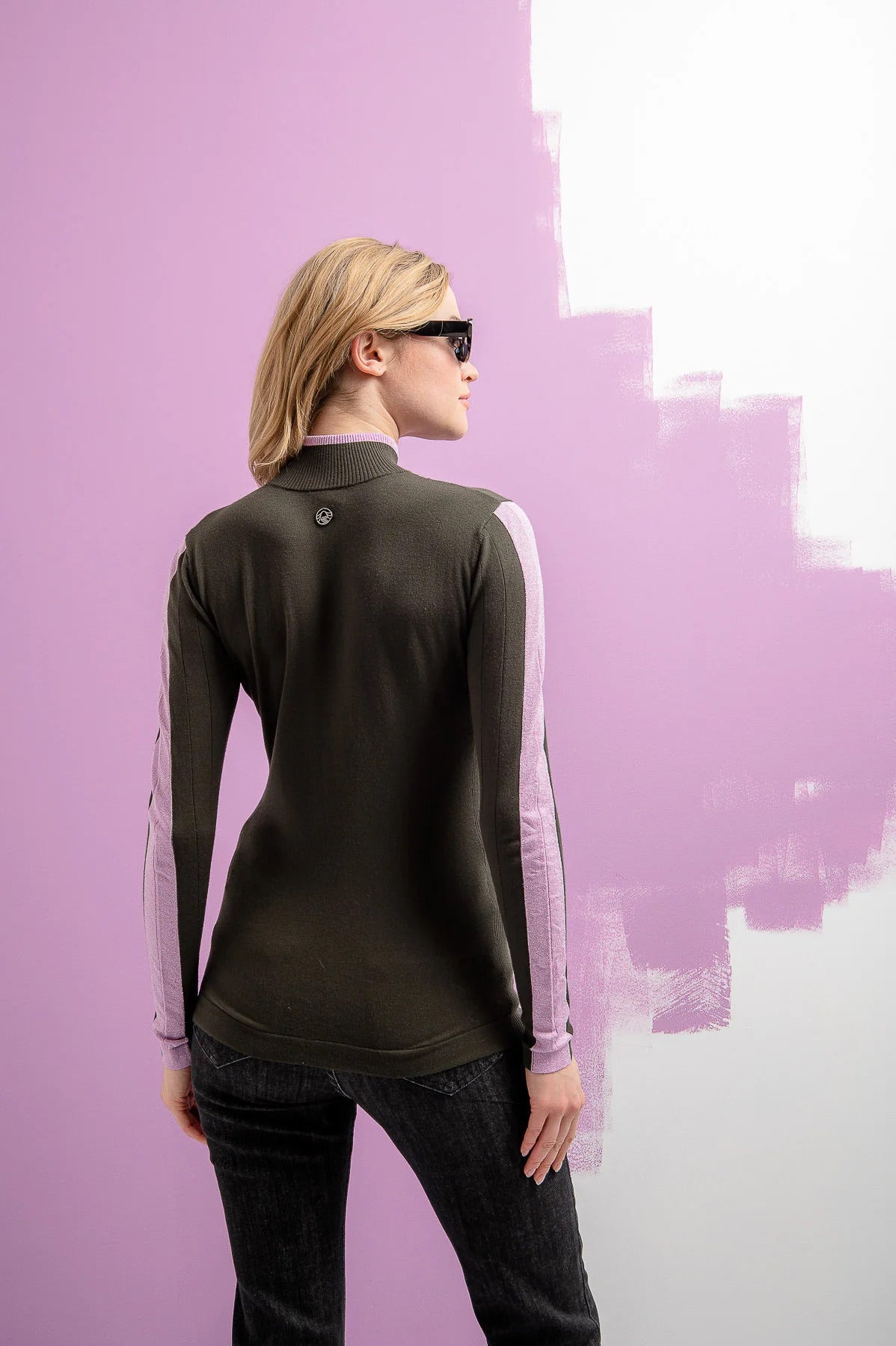 Fine-Knit Turtleneck Sweater with a Rib Structure