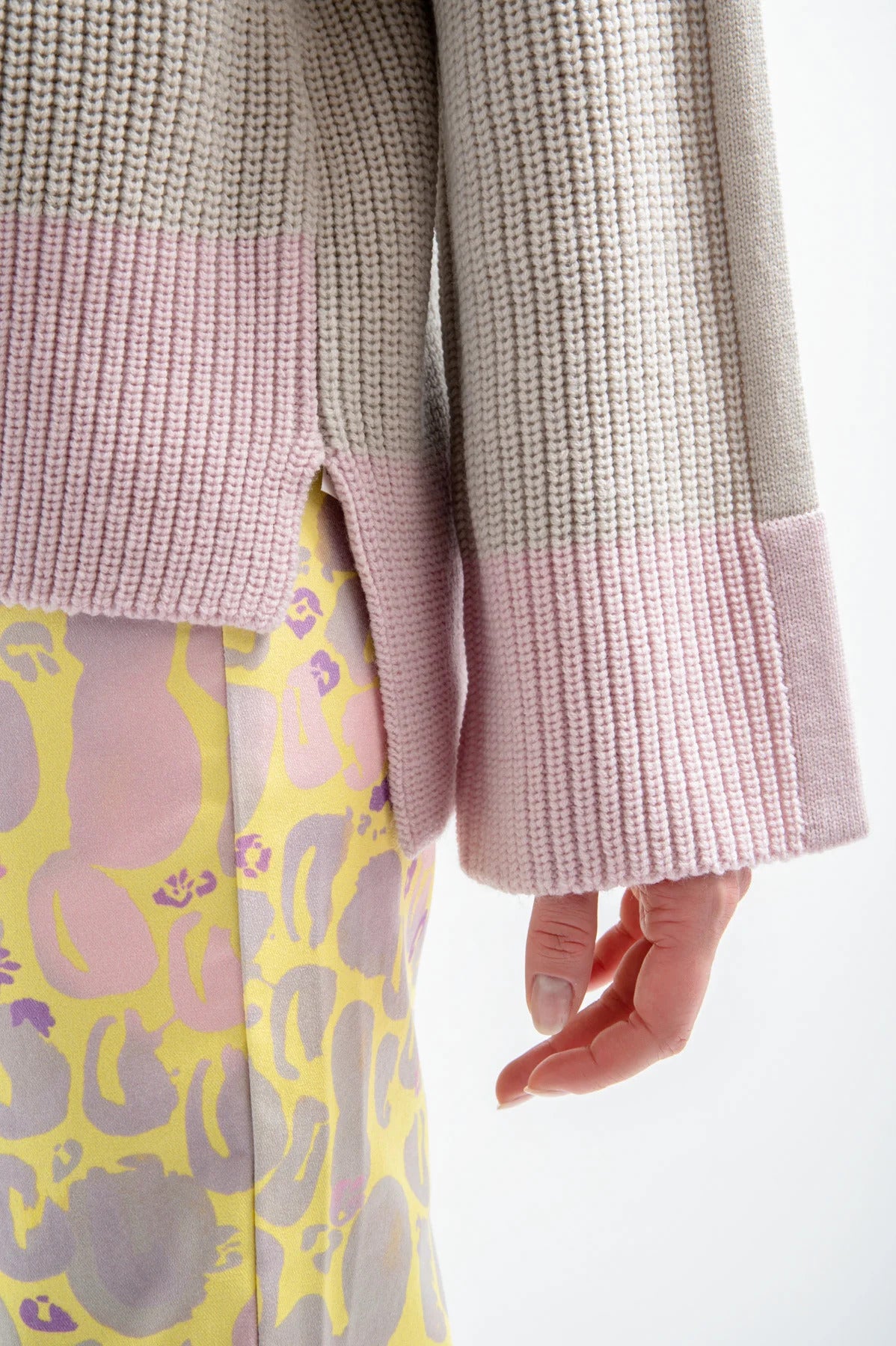 Oversized Jumper with Color Block Effect