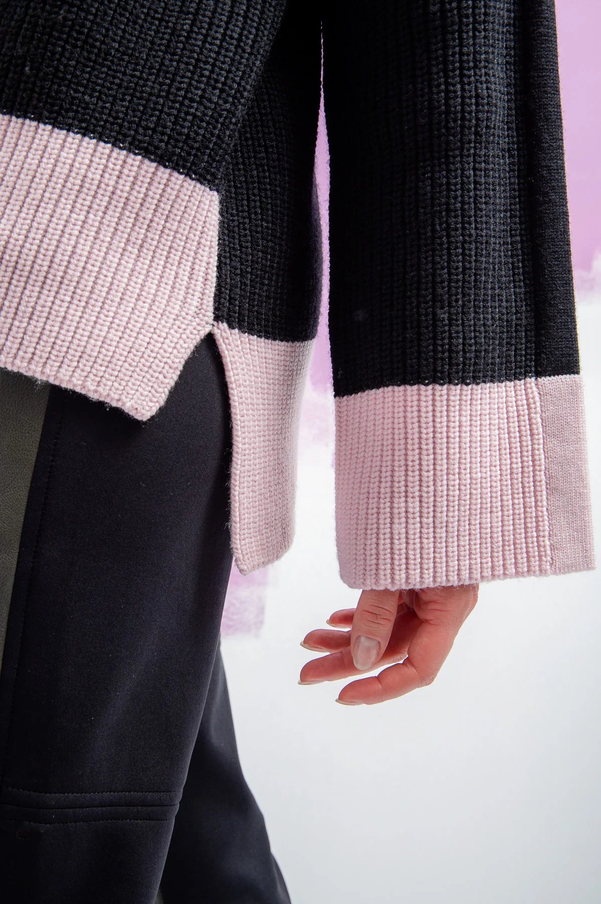 Oversized Jumper with Color Block Effect