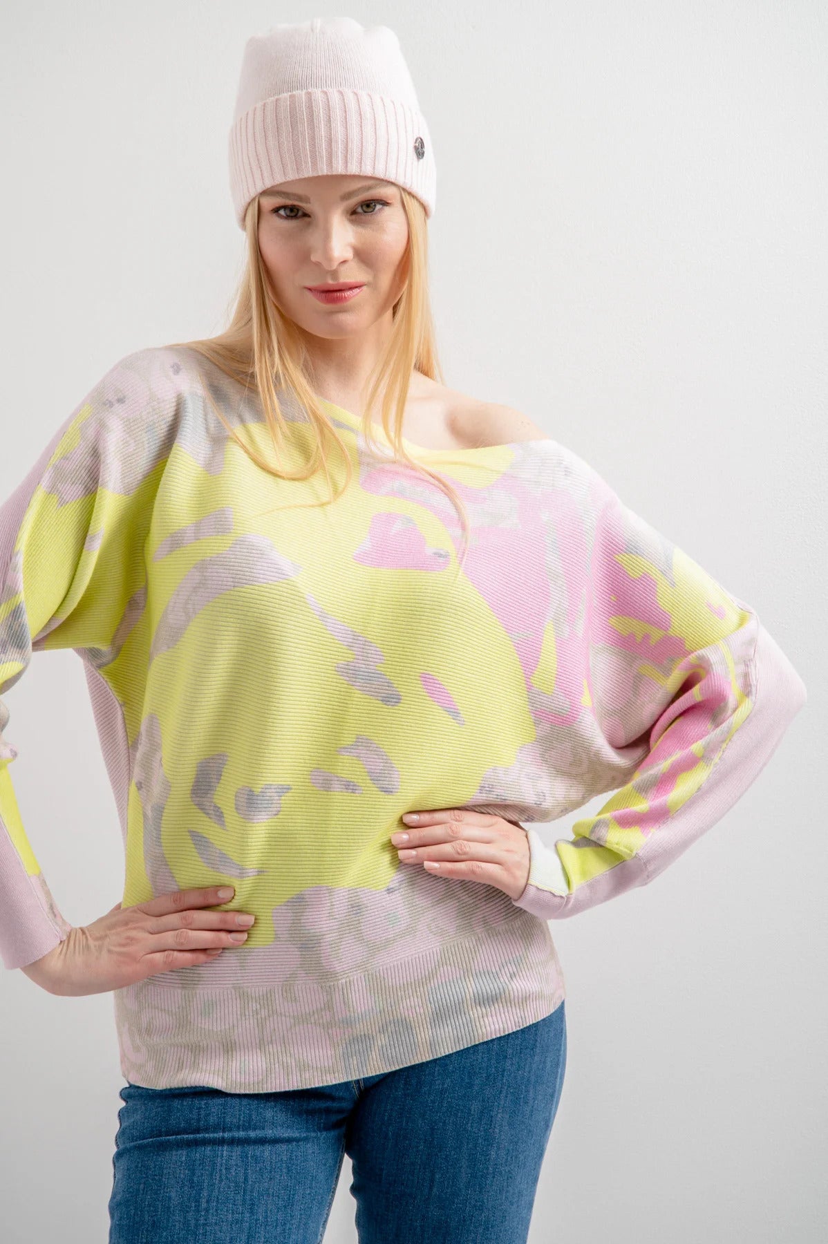 Knit Sweater with All-Over Print