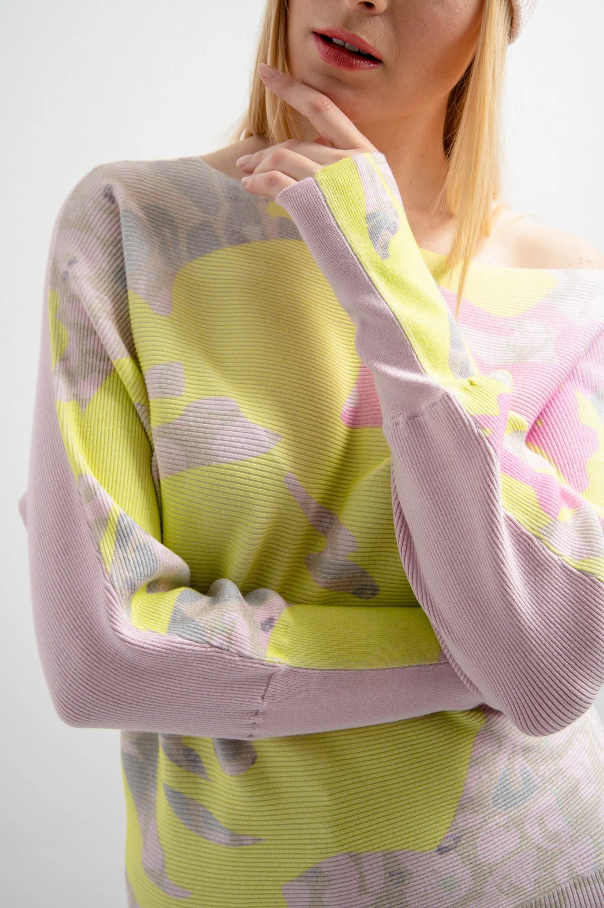 Knit Sweater with All-Over Print
