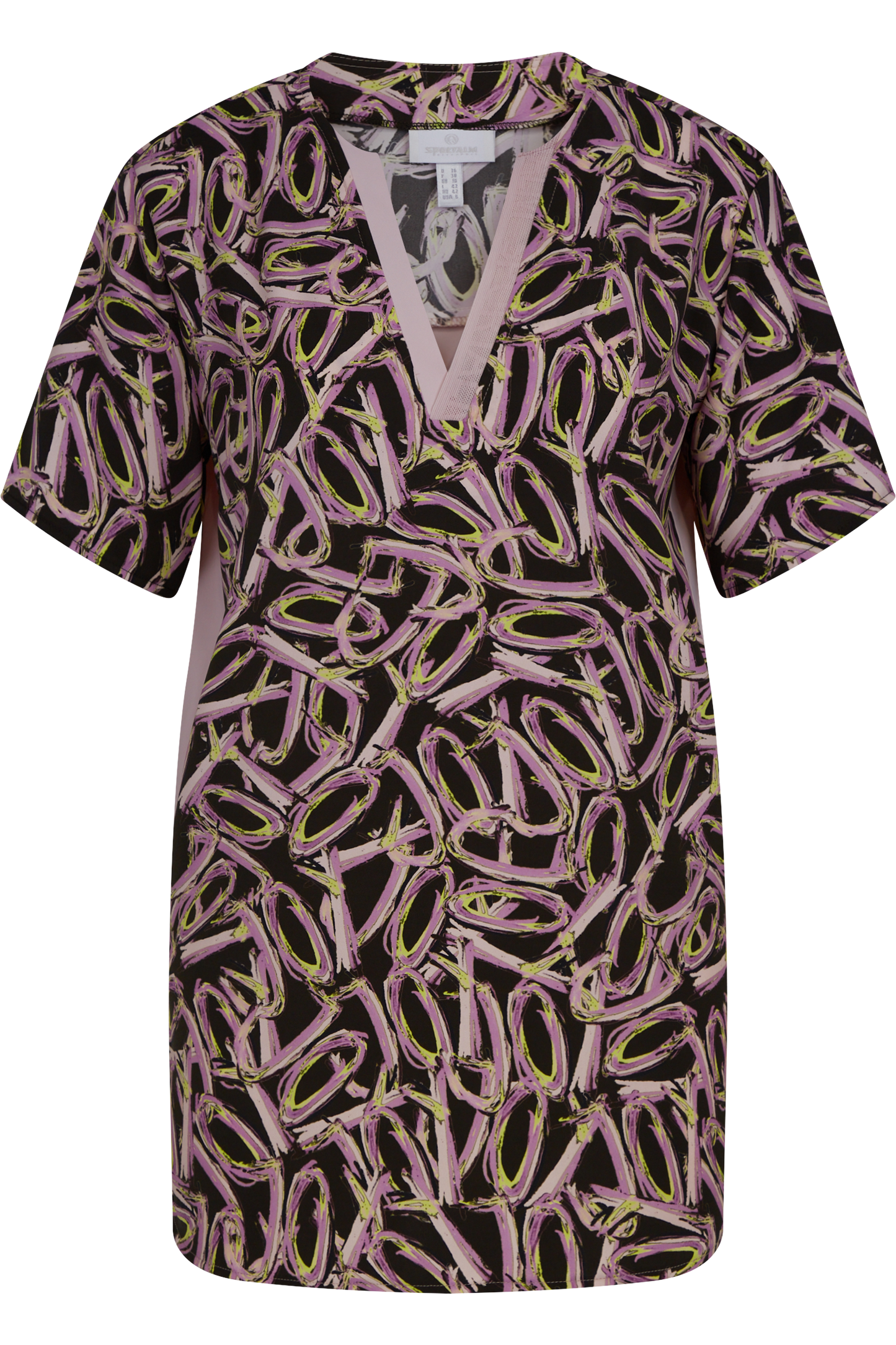 V-Neck Blouse with Geometric Print