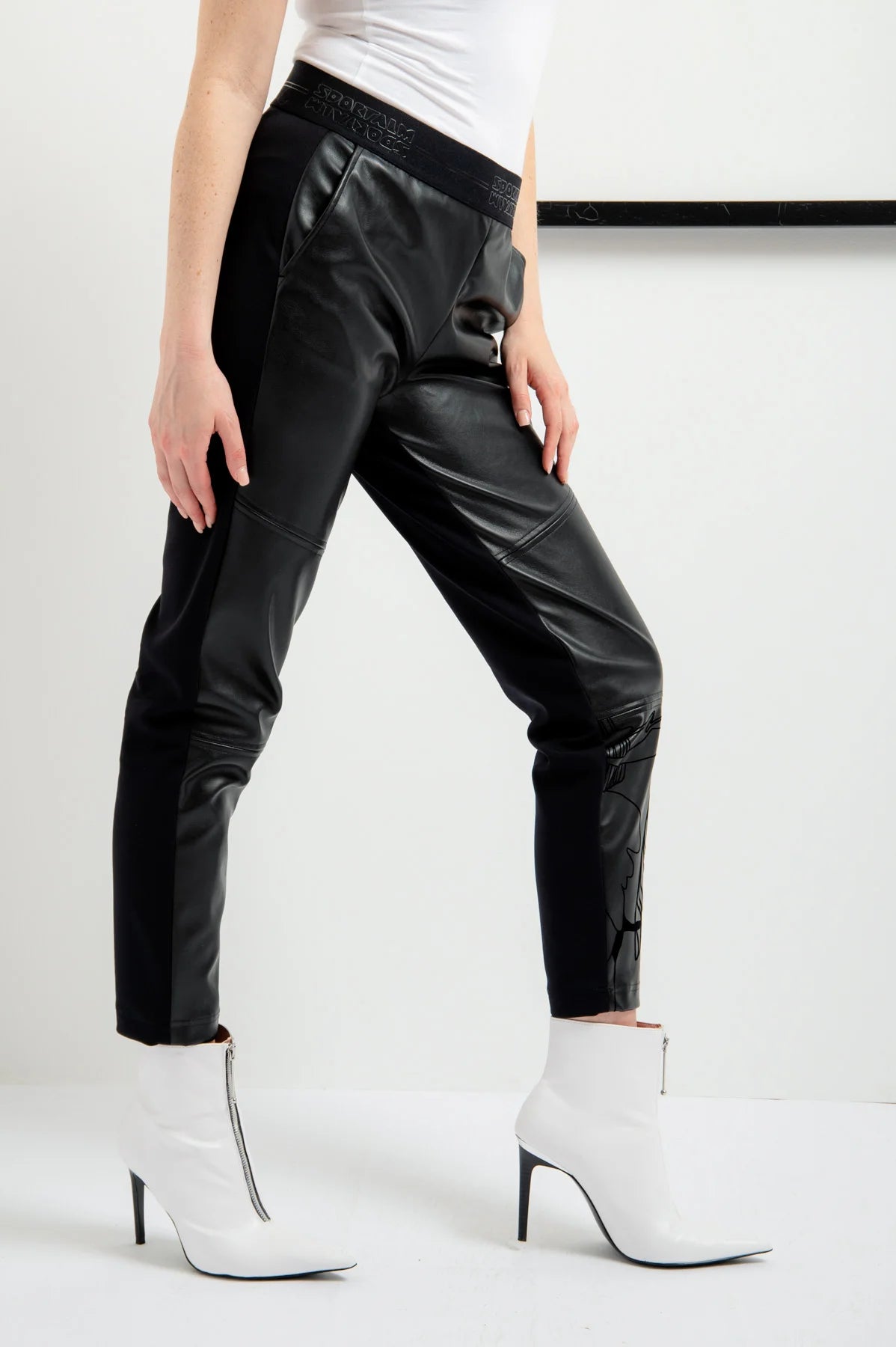 Faux Leather Sweat Pants