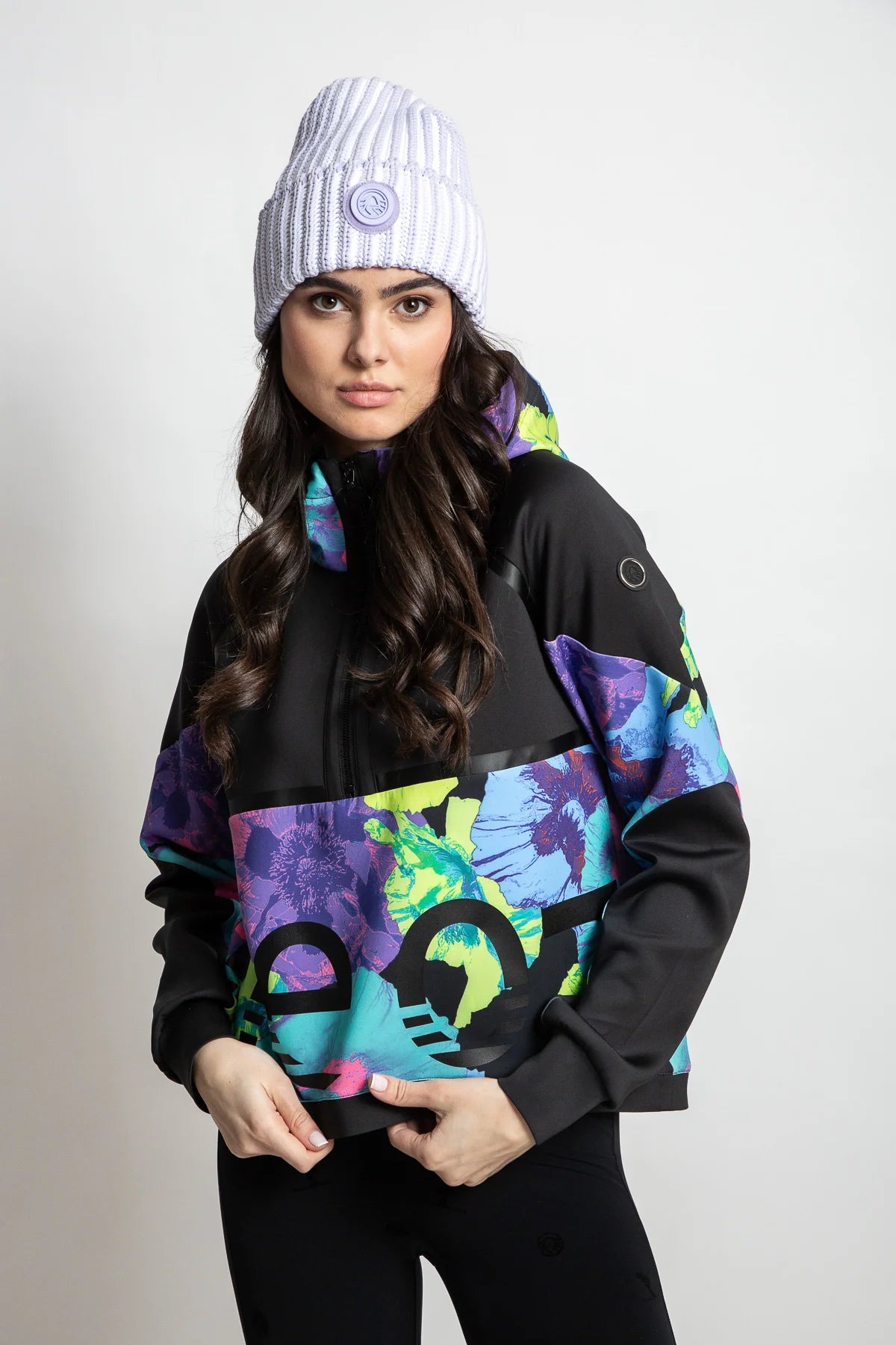 Sweatshirt with Floral Print Block