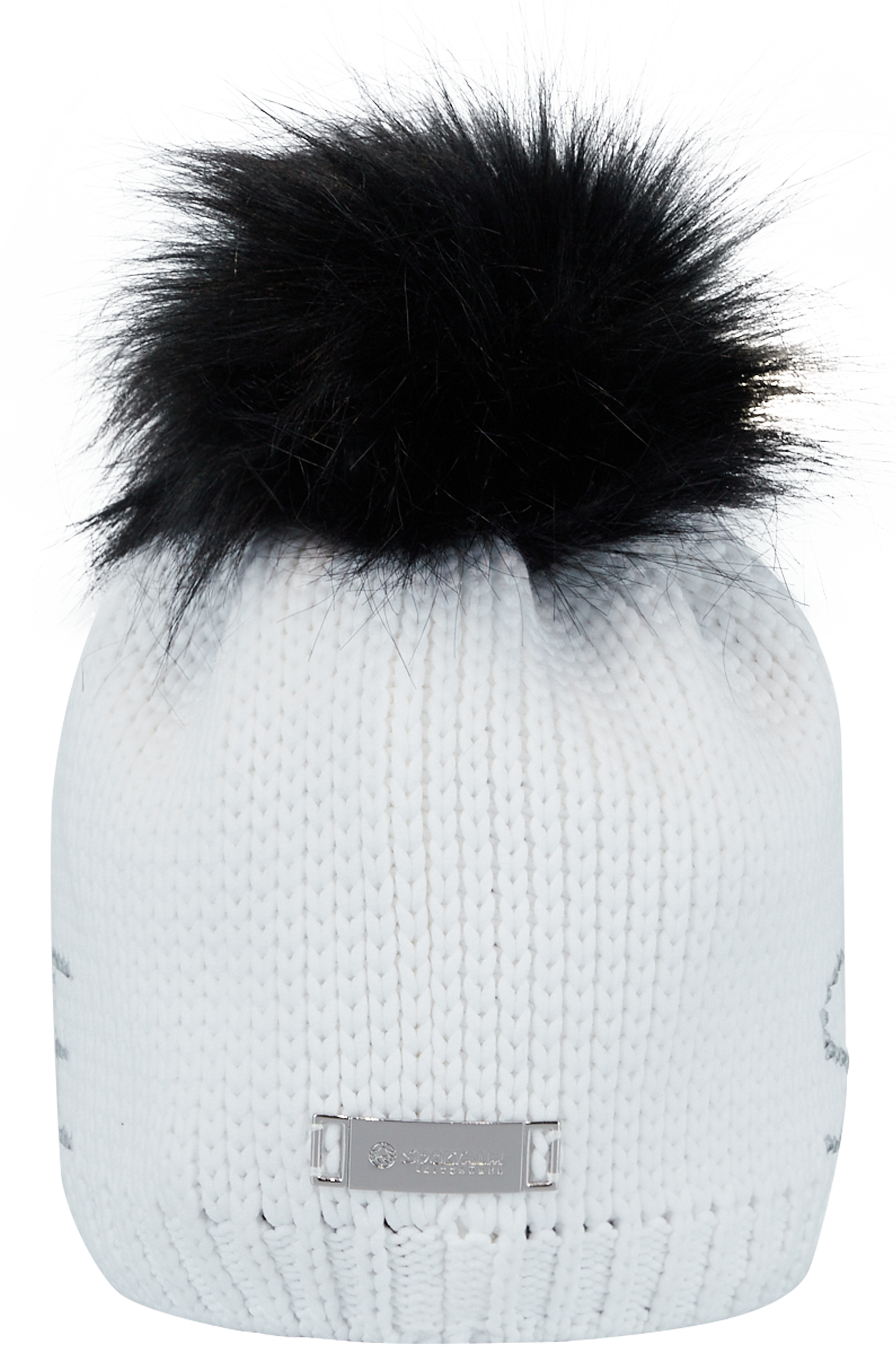 Coarse Knit Hat with Rhinestone Lettering