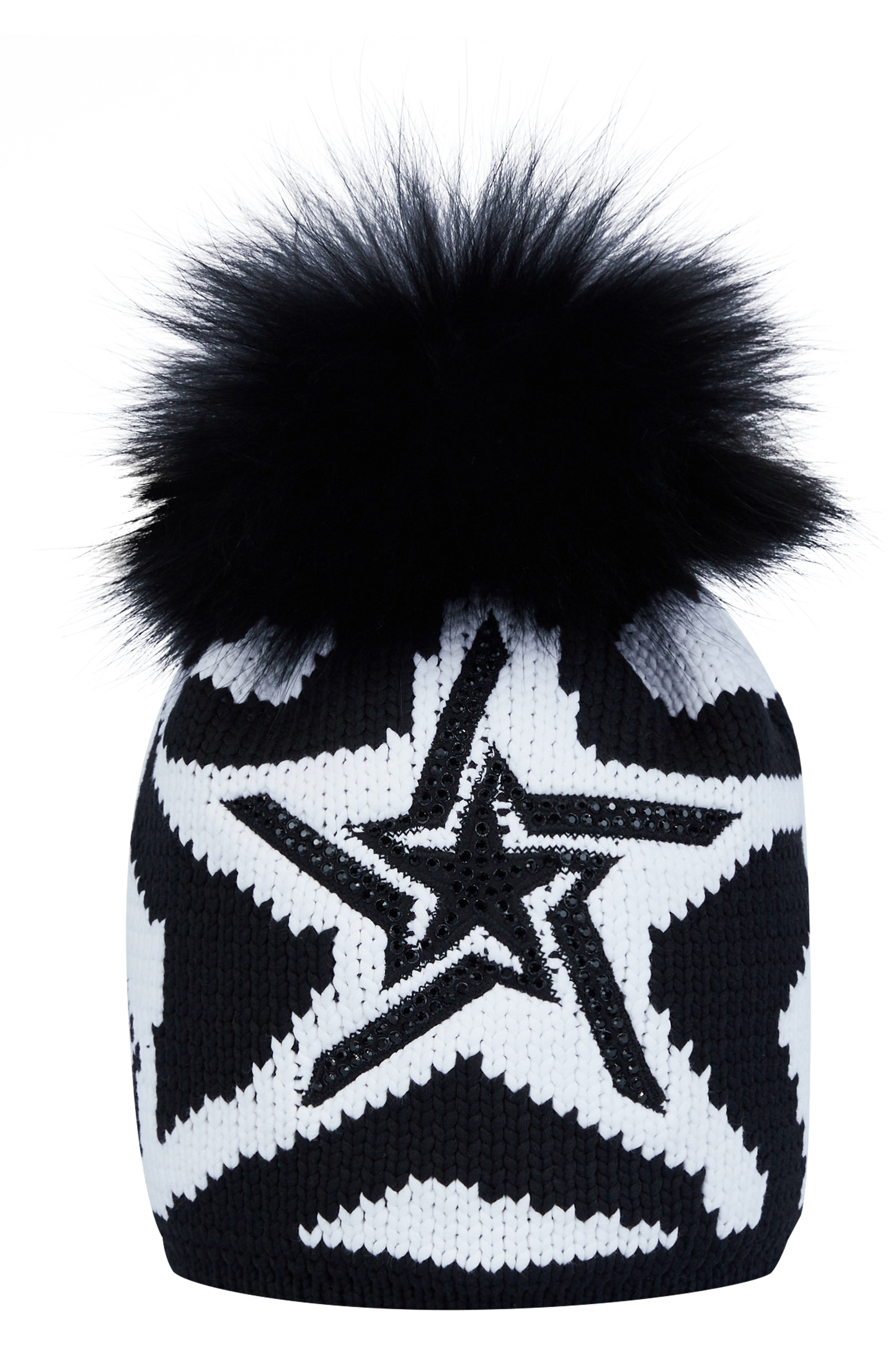 Coarse Knit Hat with Star Pattern