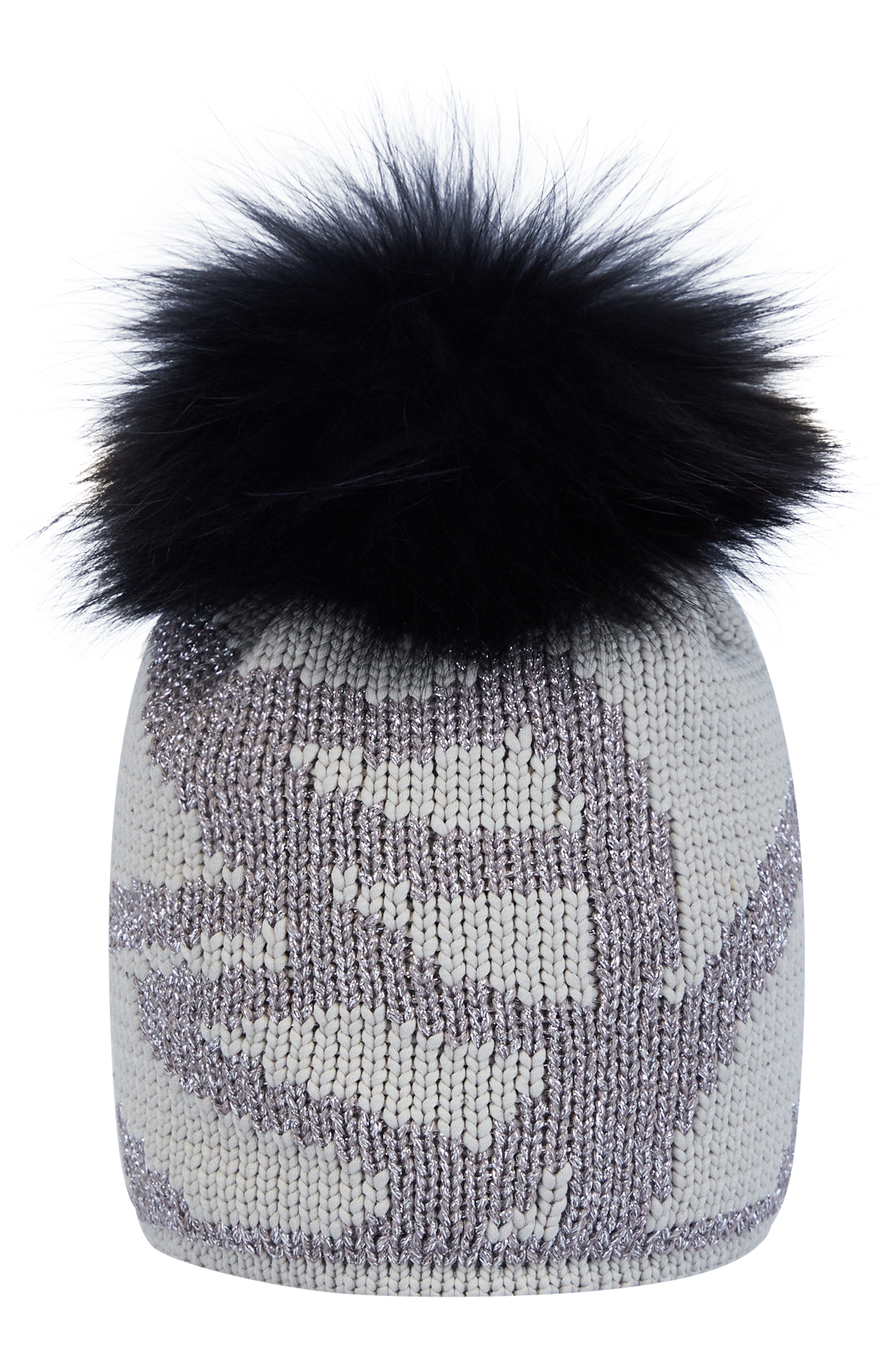 Coarse Knit Hat with Glittering Pattern