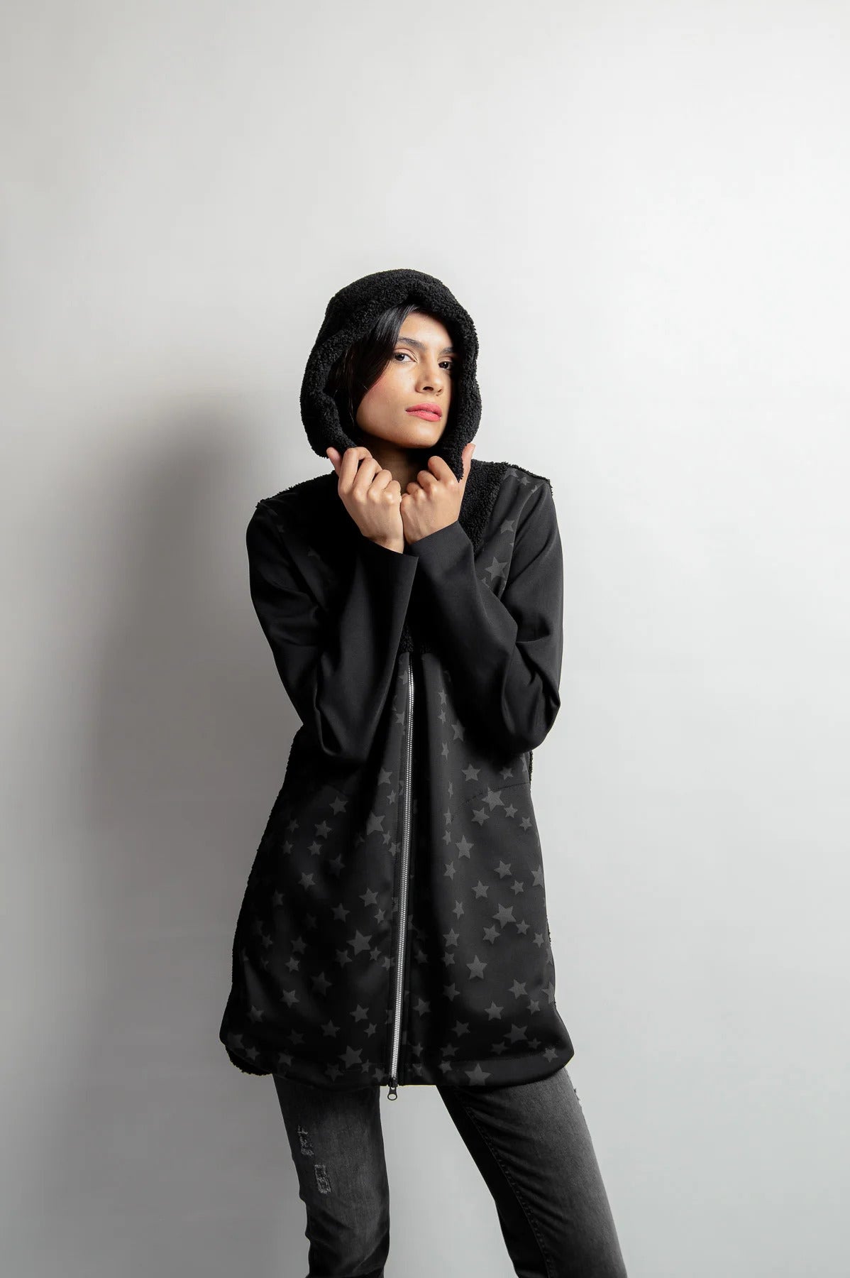 Sweat Jacket with Plush Hood