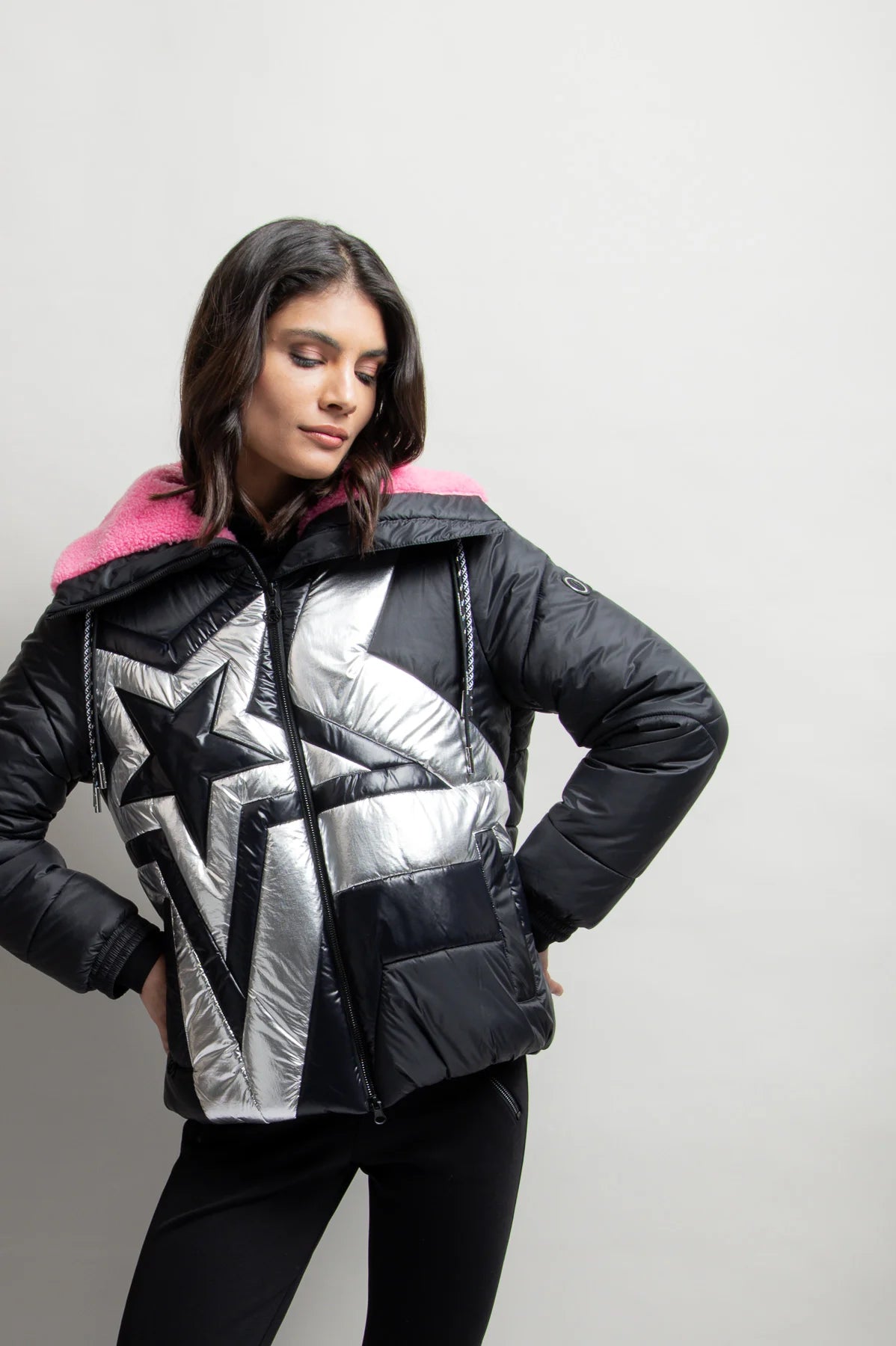 Stand Up Collar Jacket with Stars