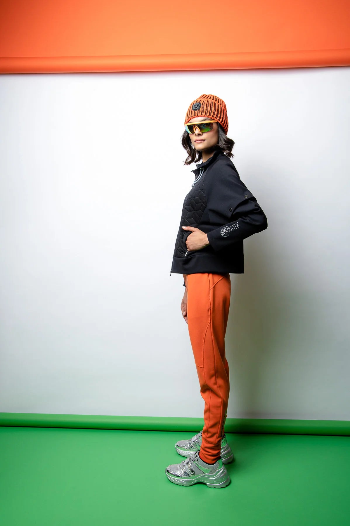 Short Jacket with Material Mix
