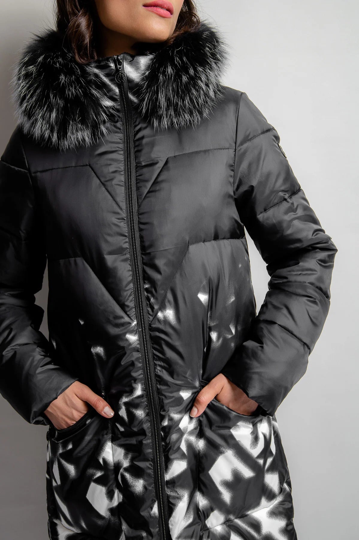 Coat with All-Over Houndstooth Print