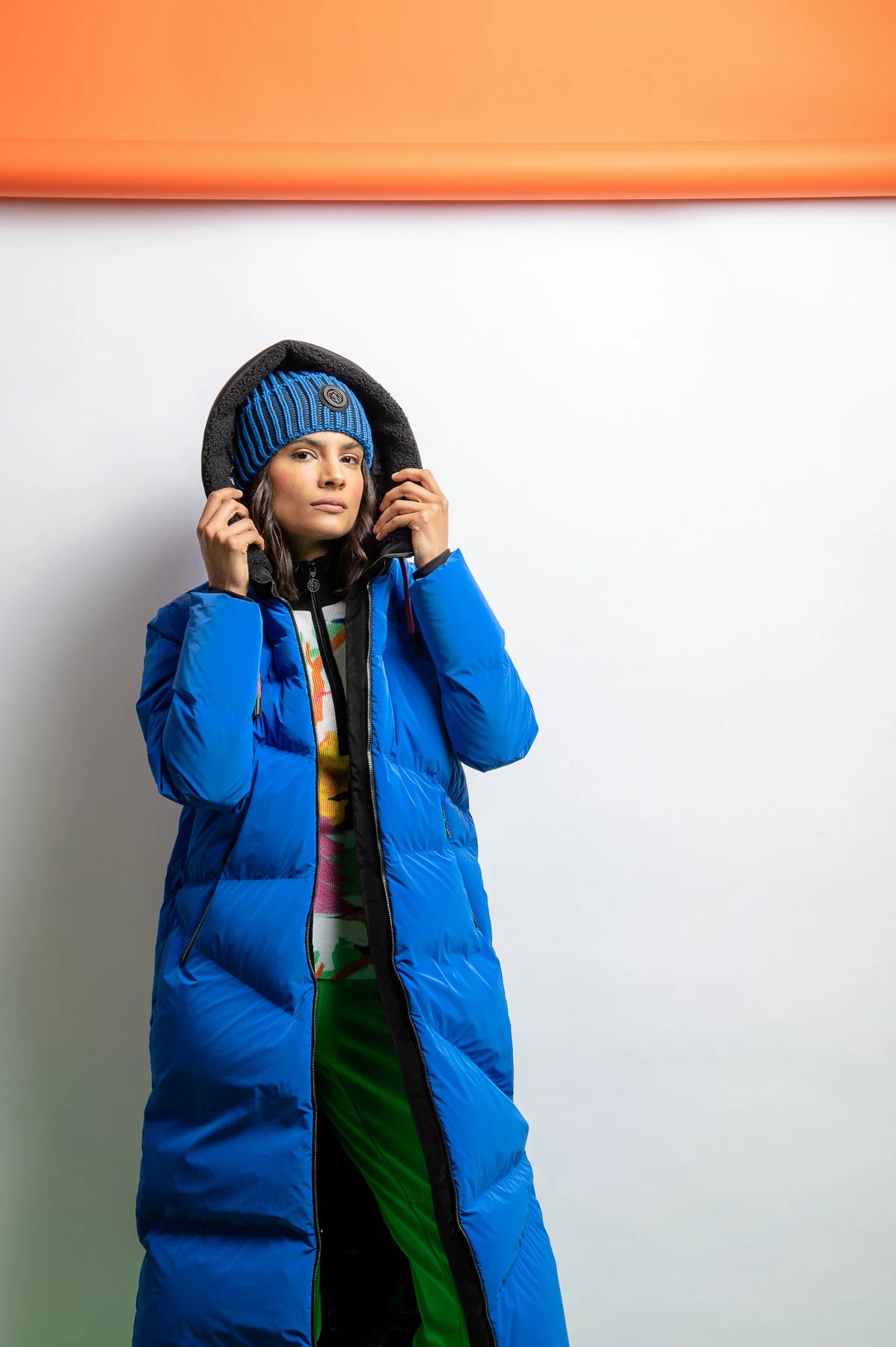 Down Coat with Color Contrasts