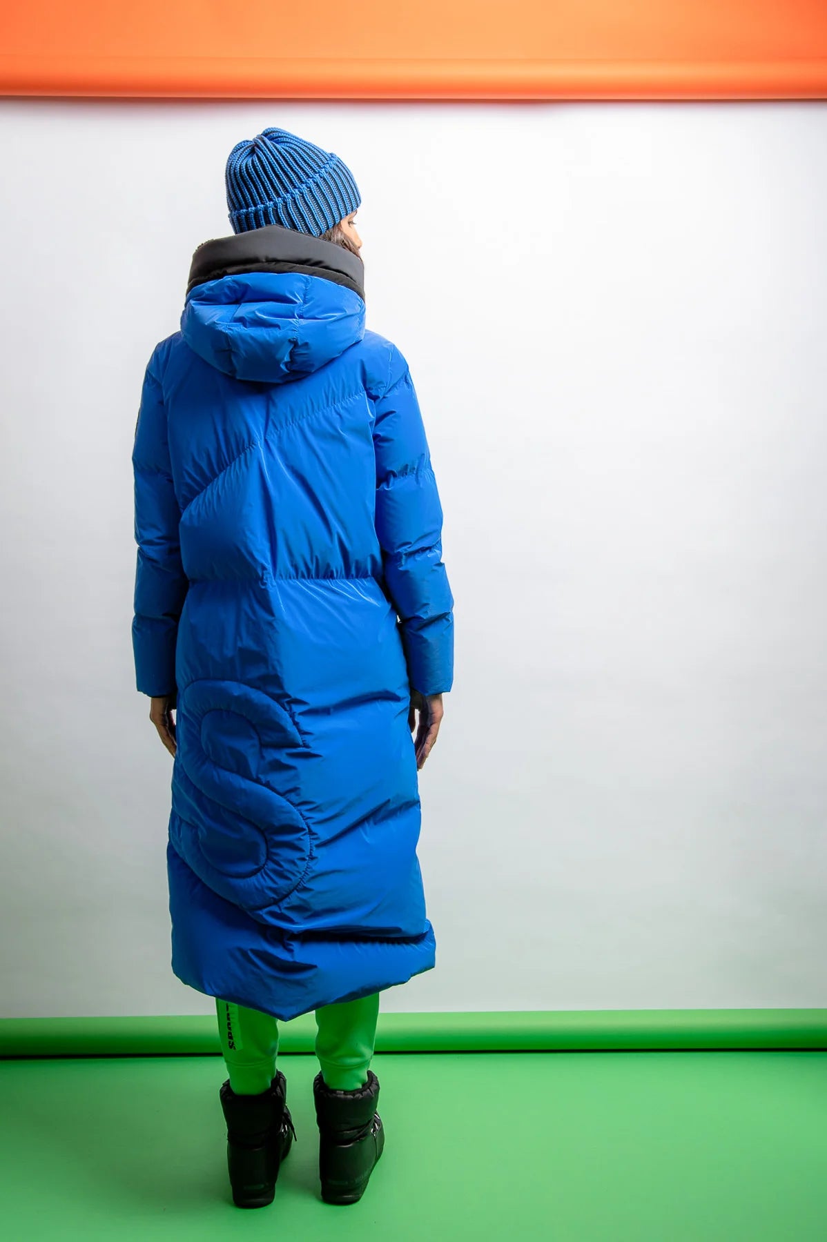 Down Coat with Color Contrasts