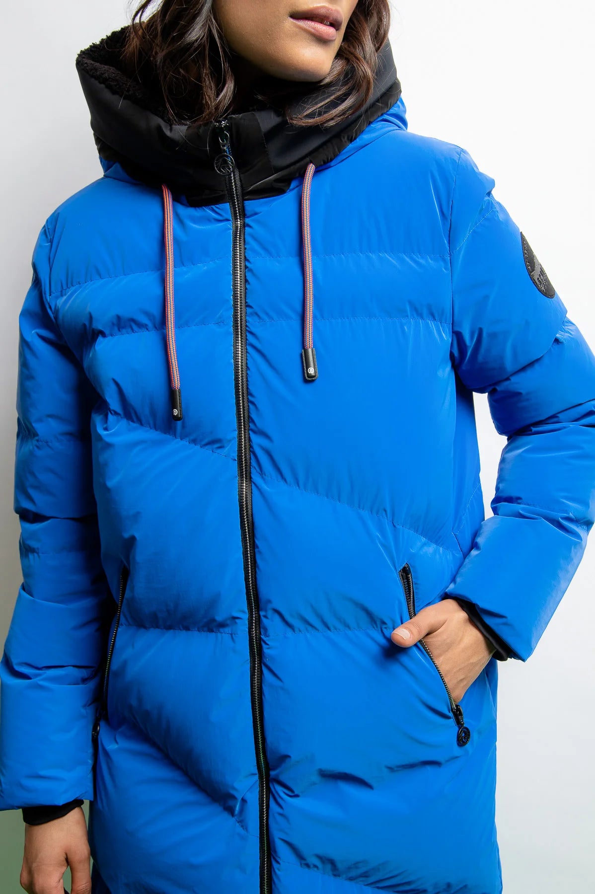 Down Coat with Color Contrasts