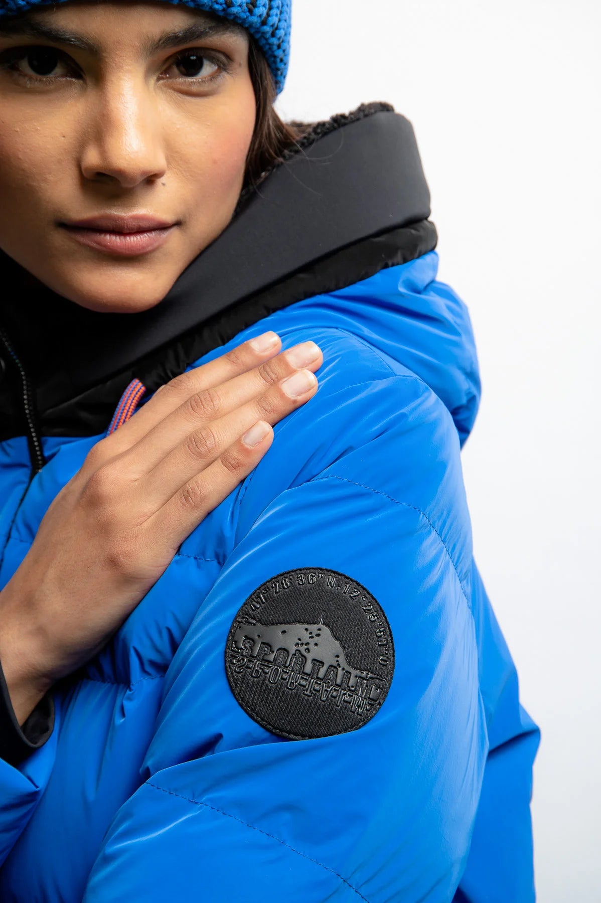 Down Coat with Color Contrasts