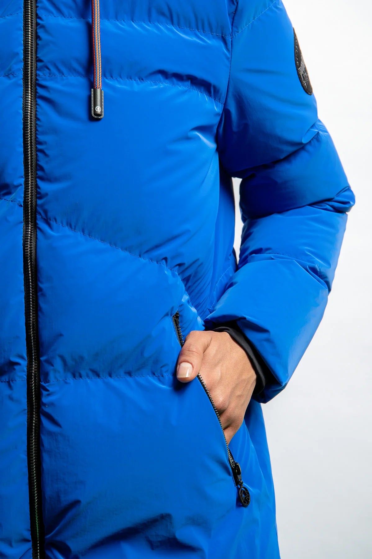 Down Coat with Color Contrasts