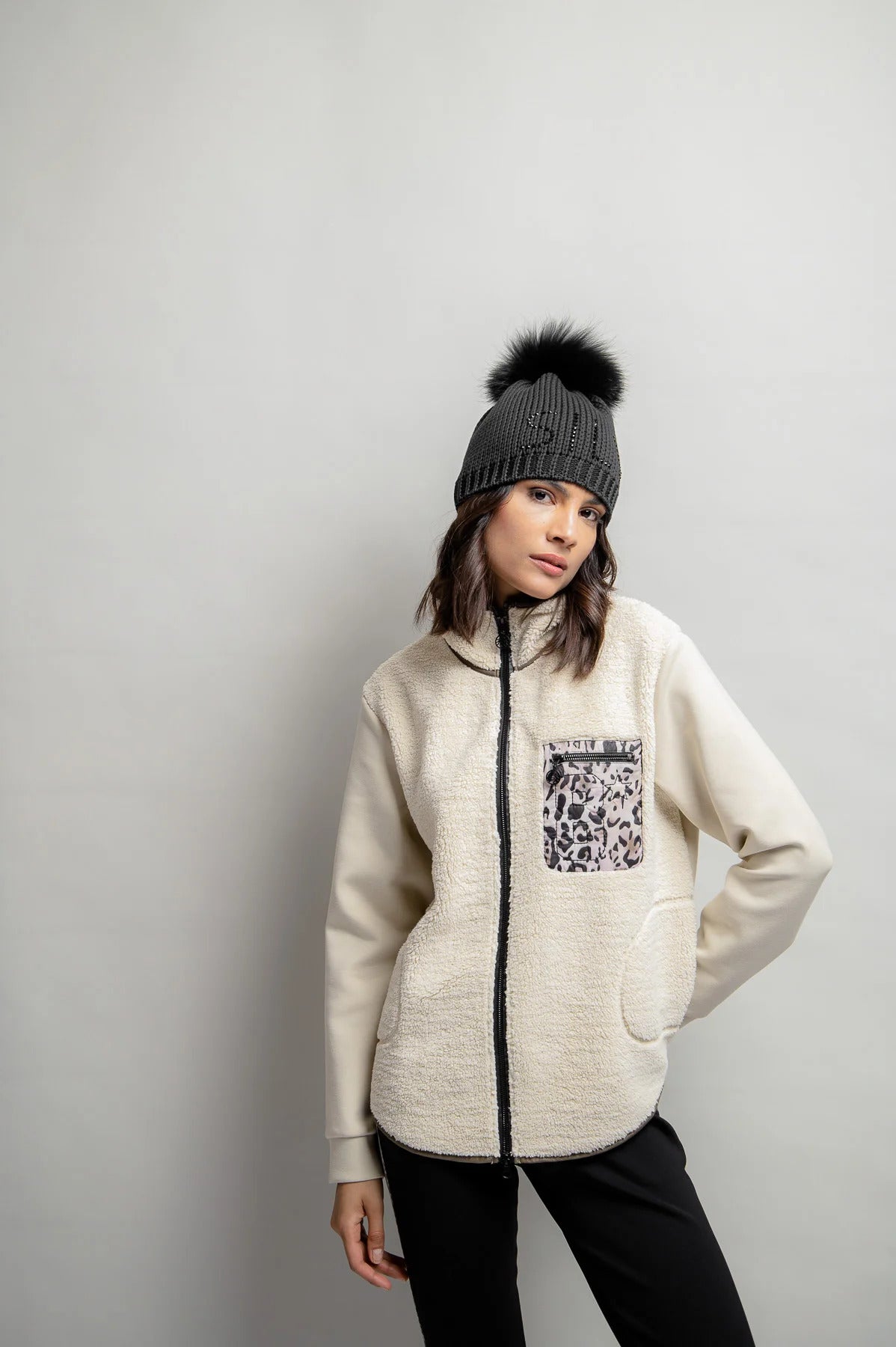 Sweat Jacket in Material Mix