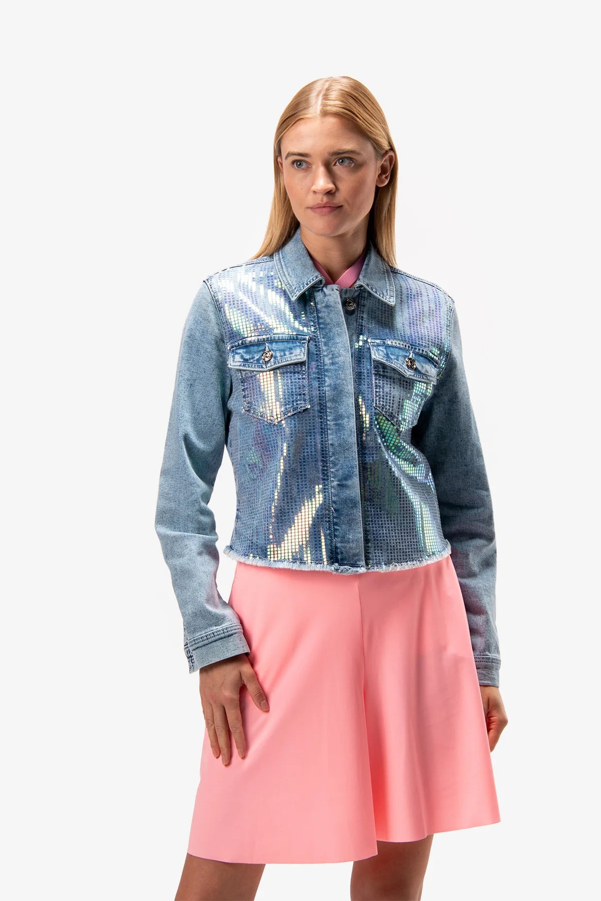 Denim Jacket with Shirt Collar