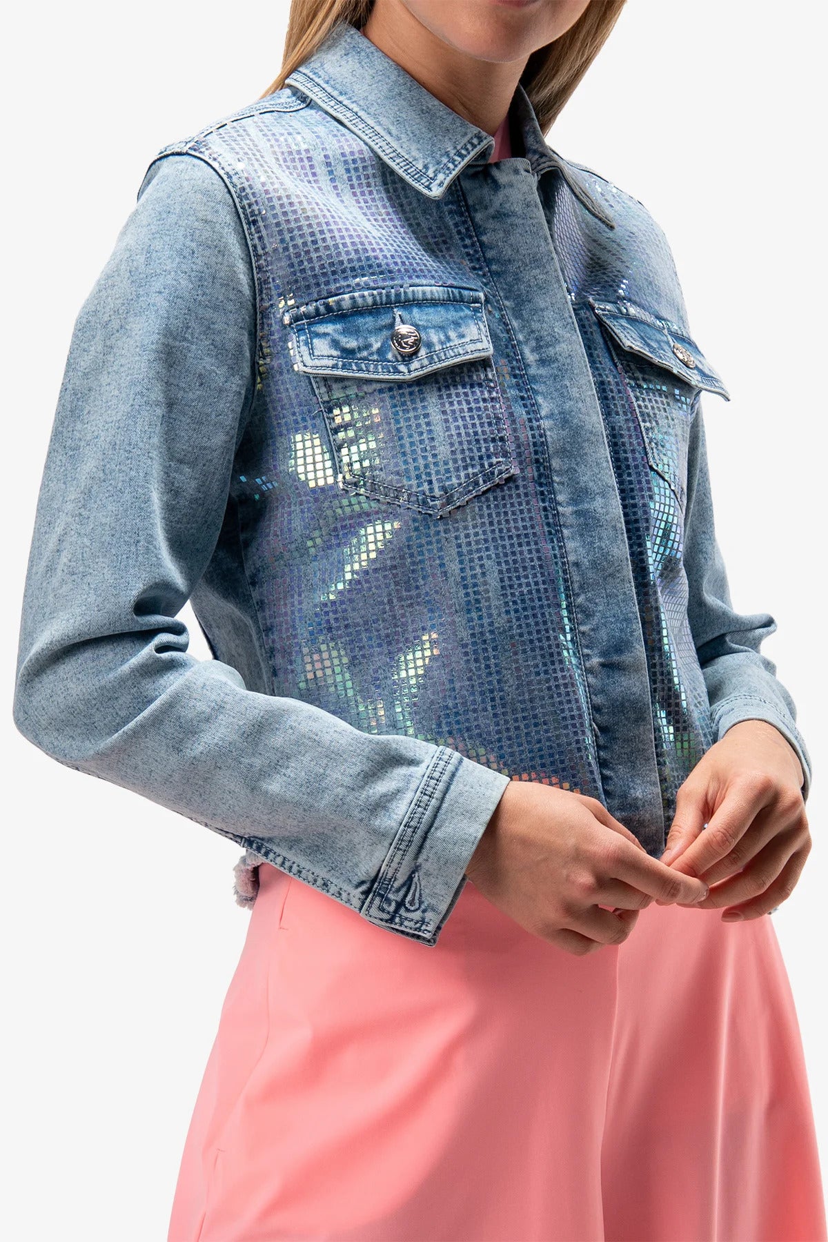 Denim Jacket with Shirt Collar