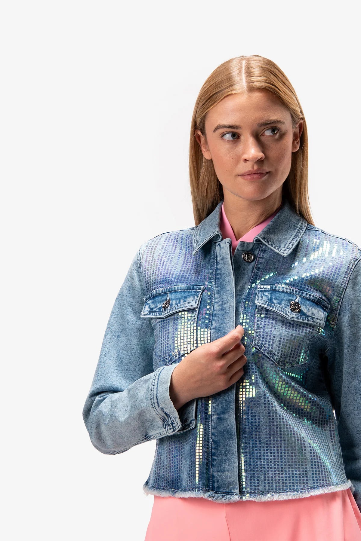 Denim Jacket with Shirt Collar
