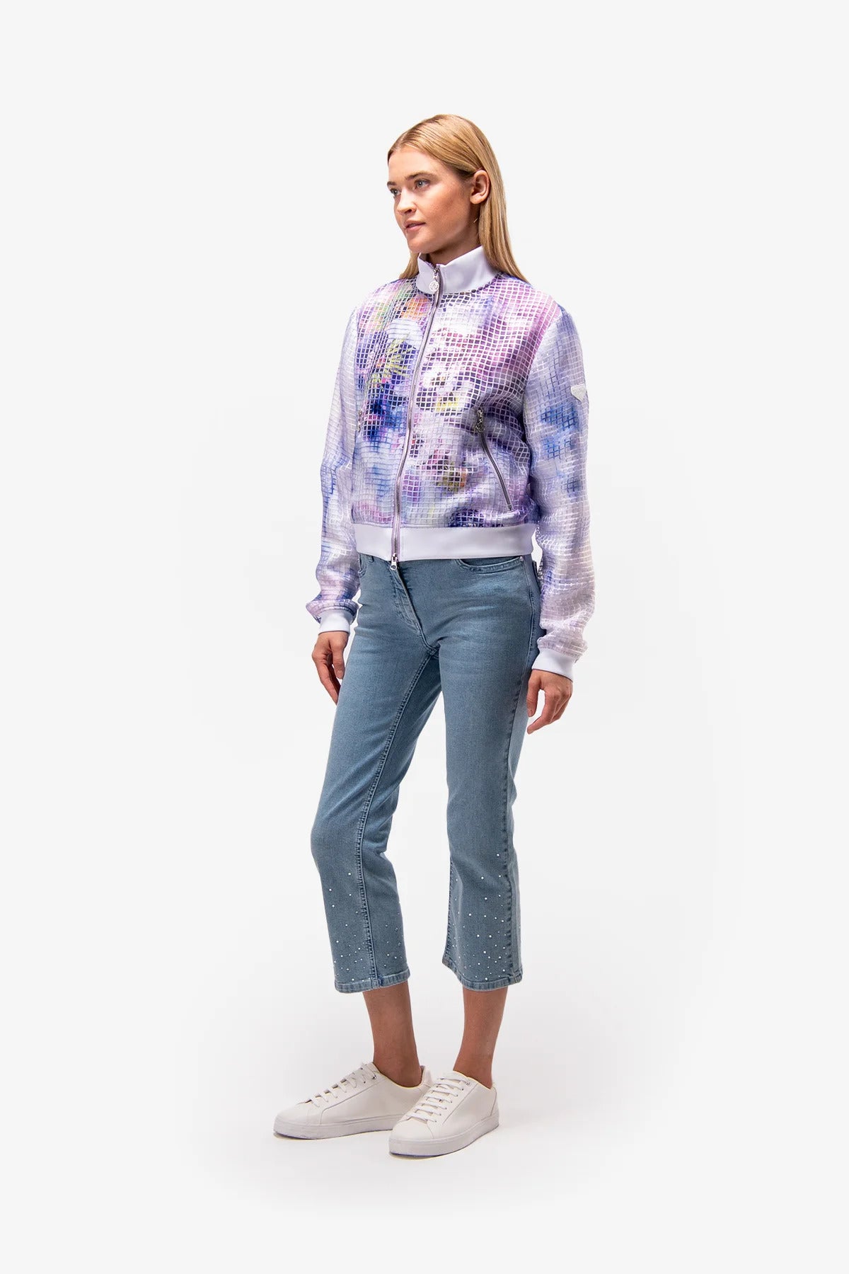 Printed Jacket with Stand-up Collar