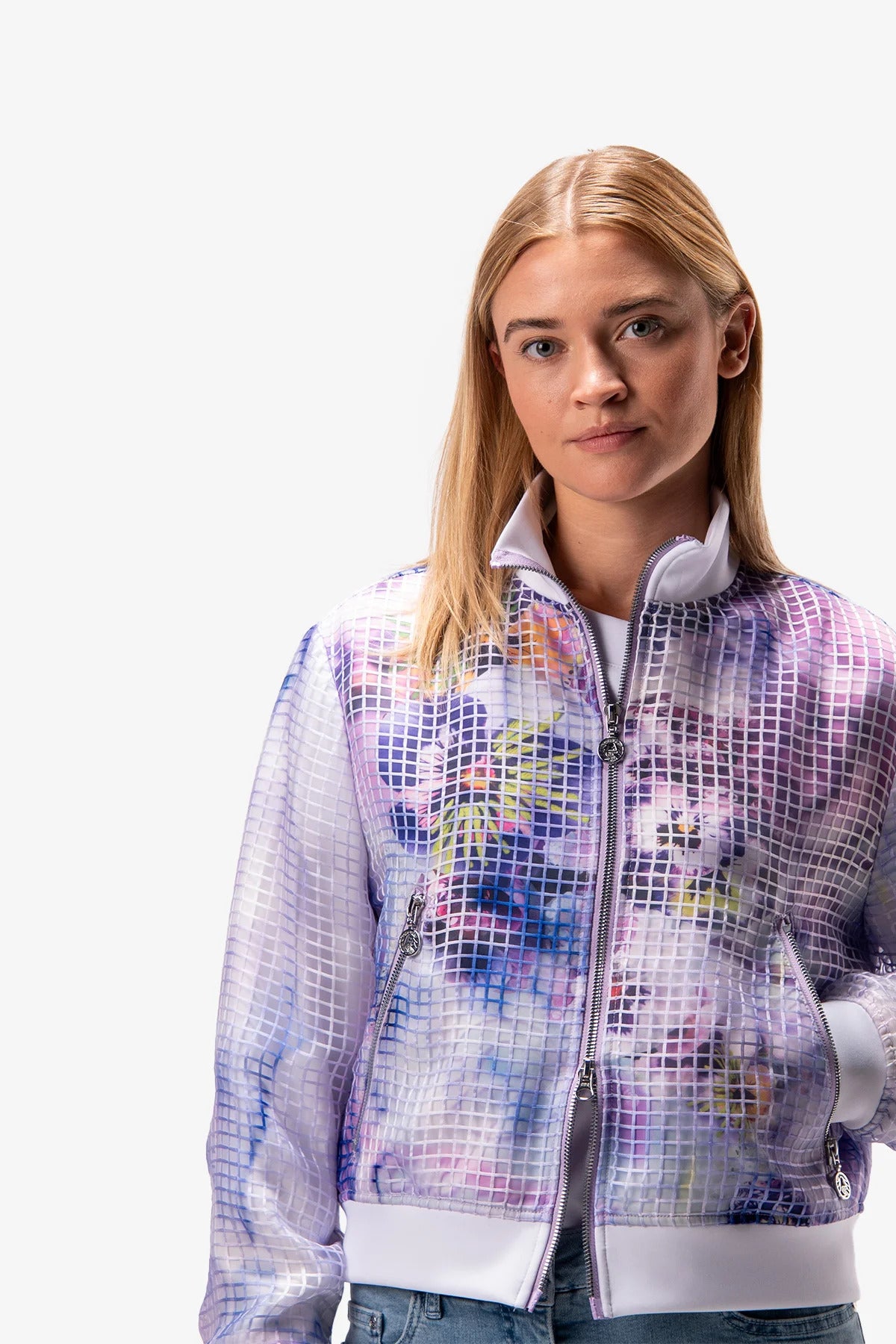 Printed Jacket with Stand-up Collar
