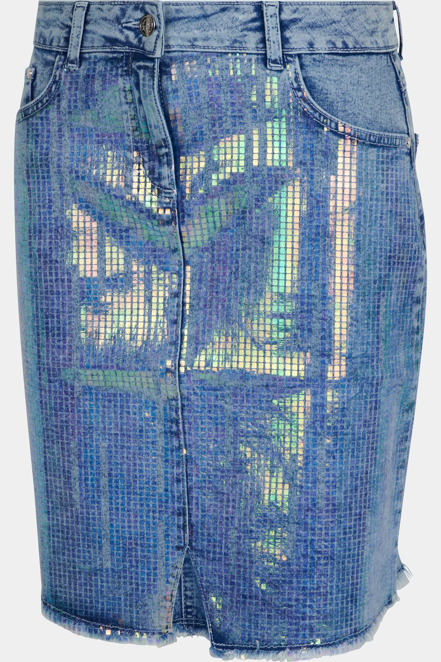 Denim Skirt with Foil Print