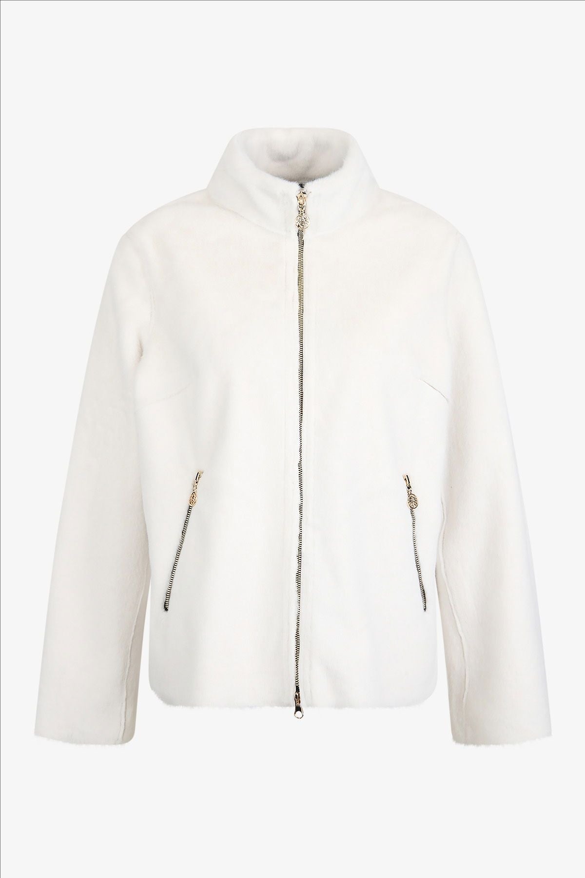 Plush Jacket with Small Stand-up Collar
