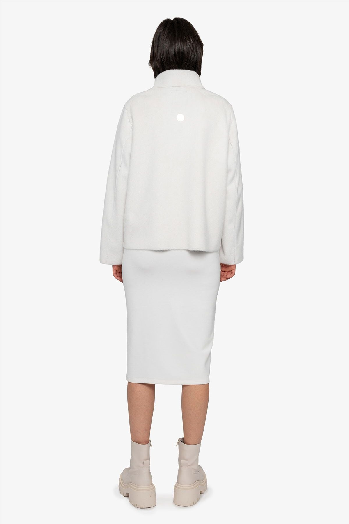 Plush Jacket with Small Stand-up Collar