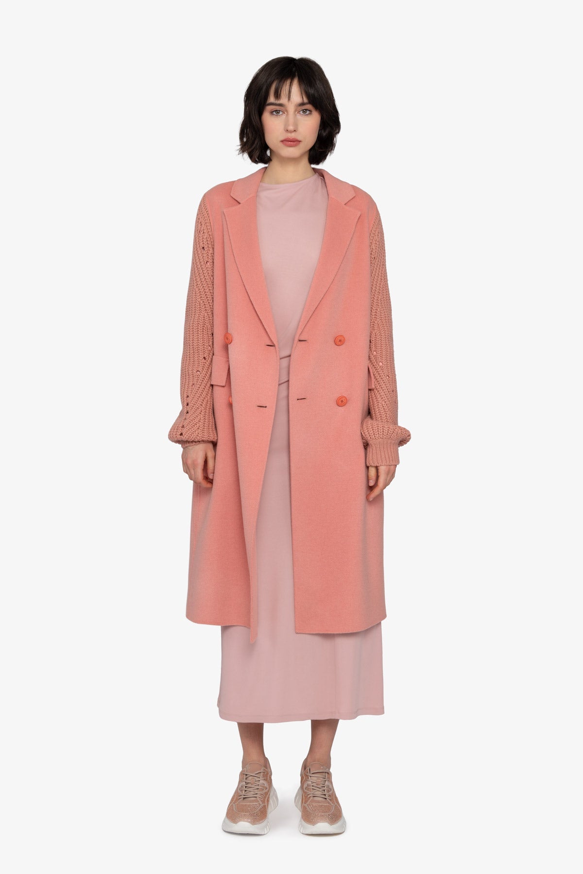 Wool Coat with Lapel Collar