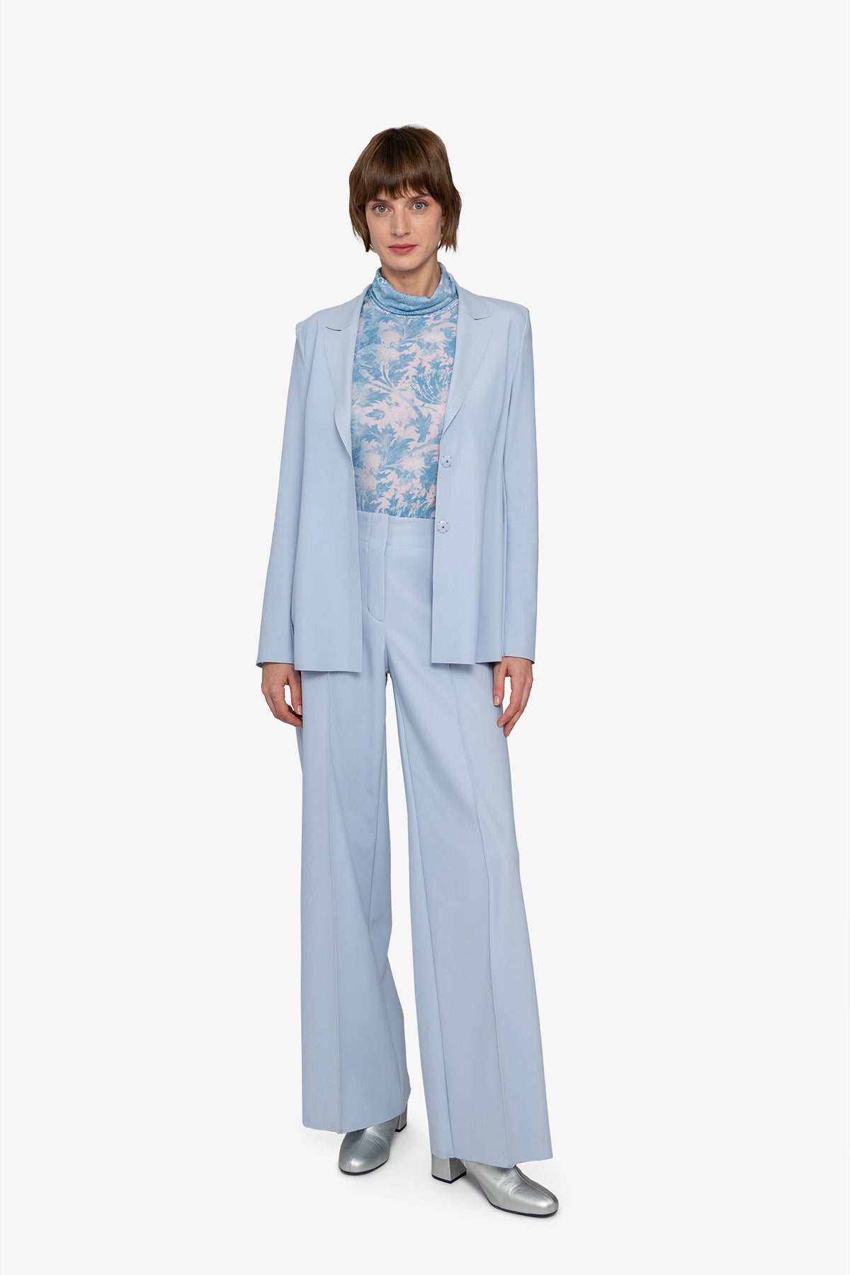Long Blazer with Lapel Collar