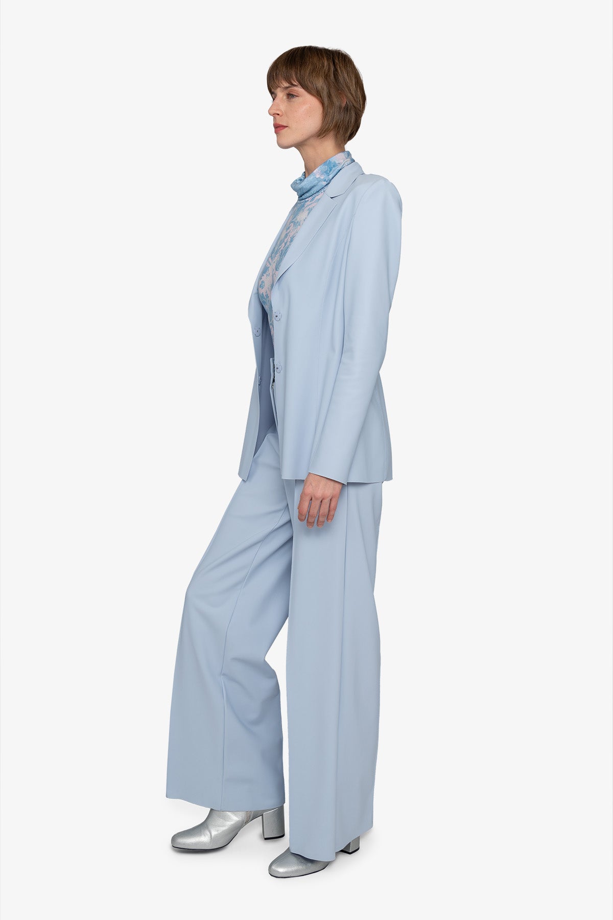 Long Blazer with Lapel Collar
