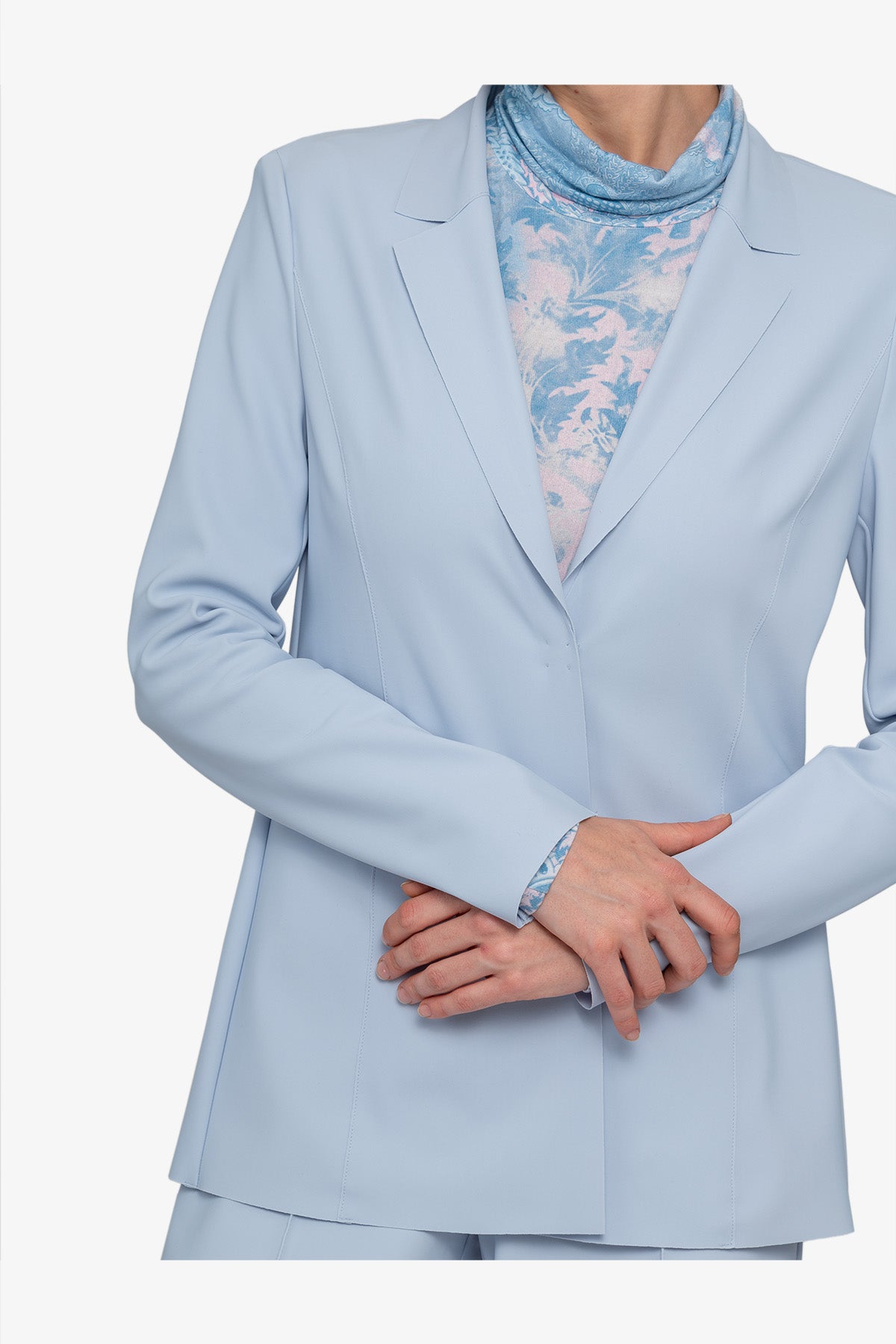 Long Blazer with Lapel Collar